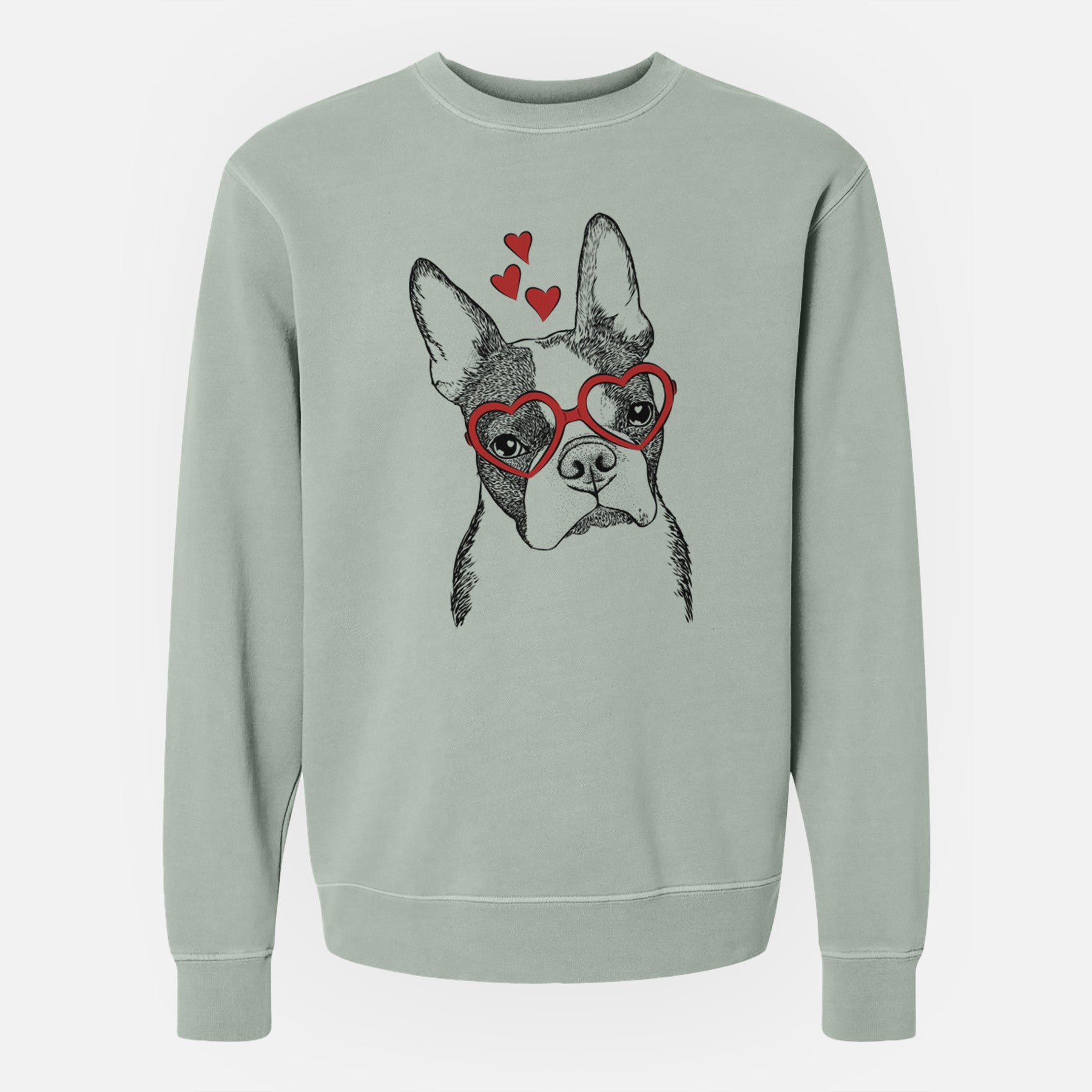 Valentine Samuel the Boston Terrier - Unisex Pigment Dyed Crew Sweatshirt