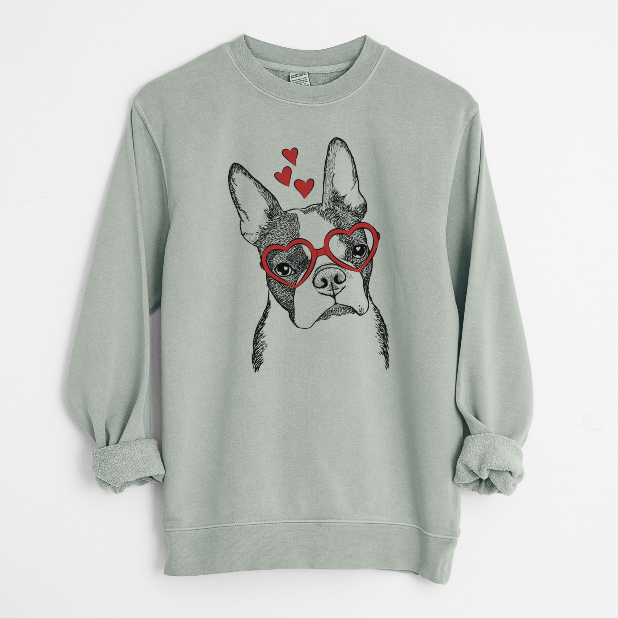 Valentine Samuel the Boston Terrier - Unisex Pigment Dyed Crew Sweatshirt