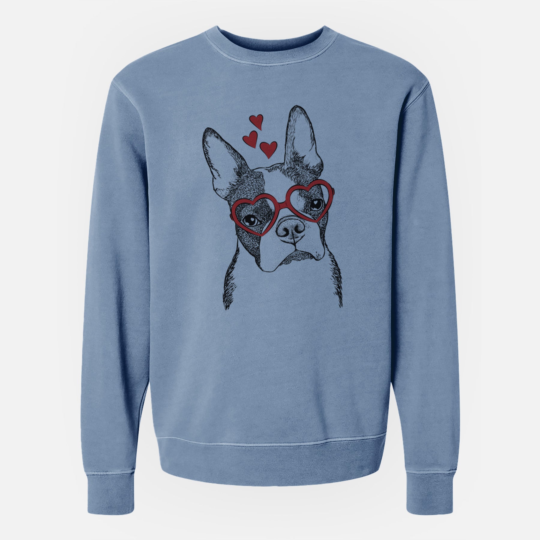 Valentine Samuel the Boston Terrier - Unisex Pigment Dyed Crew Sweatshirt