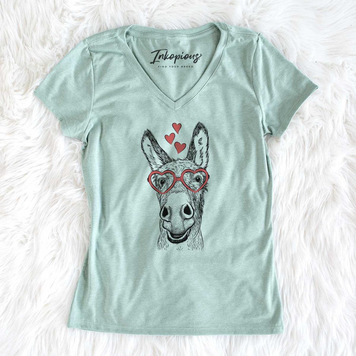 Valentine Samule the Donkey - Women's V-neck Shirt