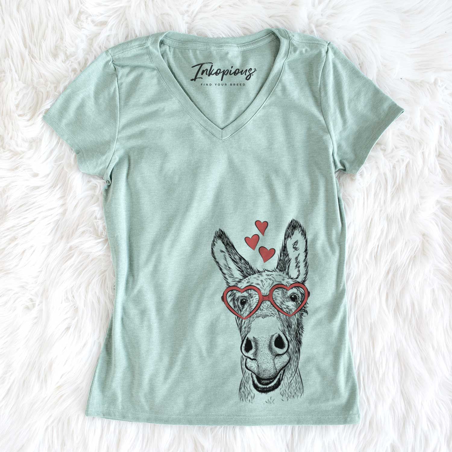 Valentine Samule the Donkey - Women's V-neck Shirt