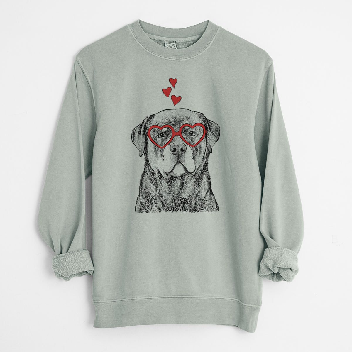 Valentine Sarge the Rottweiler - Unisex Pigment Dyed Crew Sweatshirt
