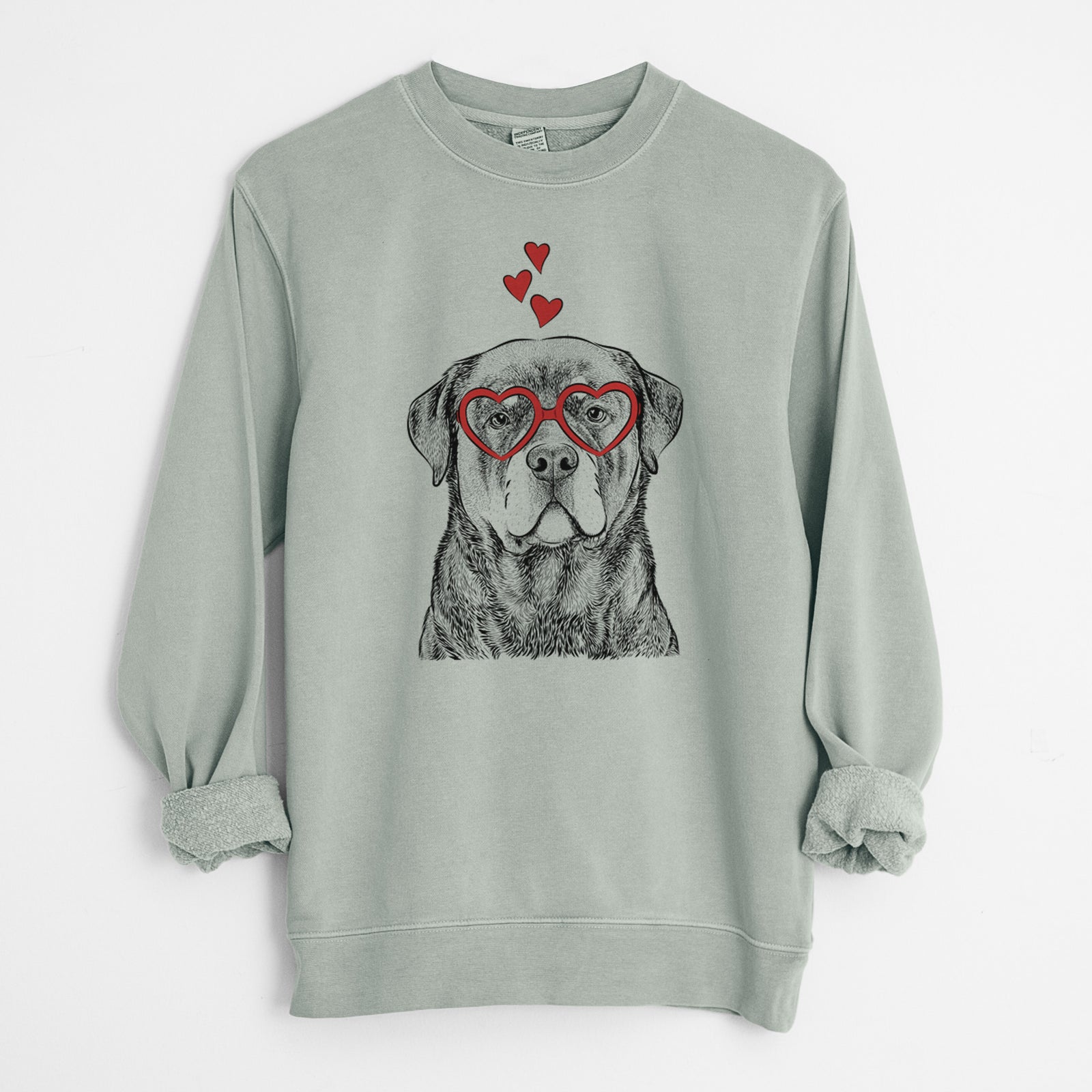 Valentine Sarge the Rottweiler - Unisex Pigment Dyed Crew Sweatshirt
