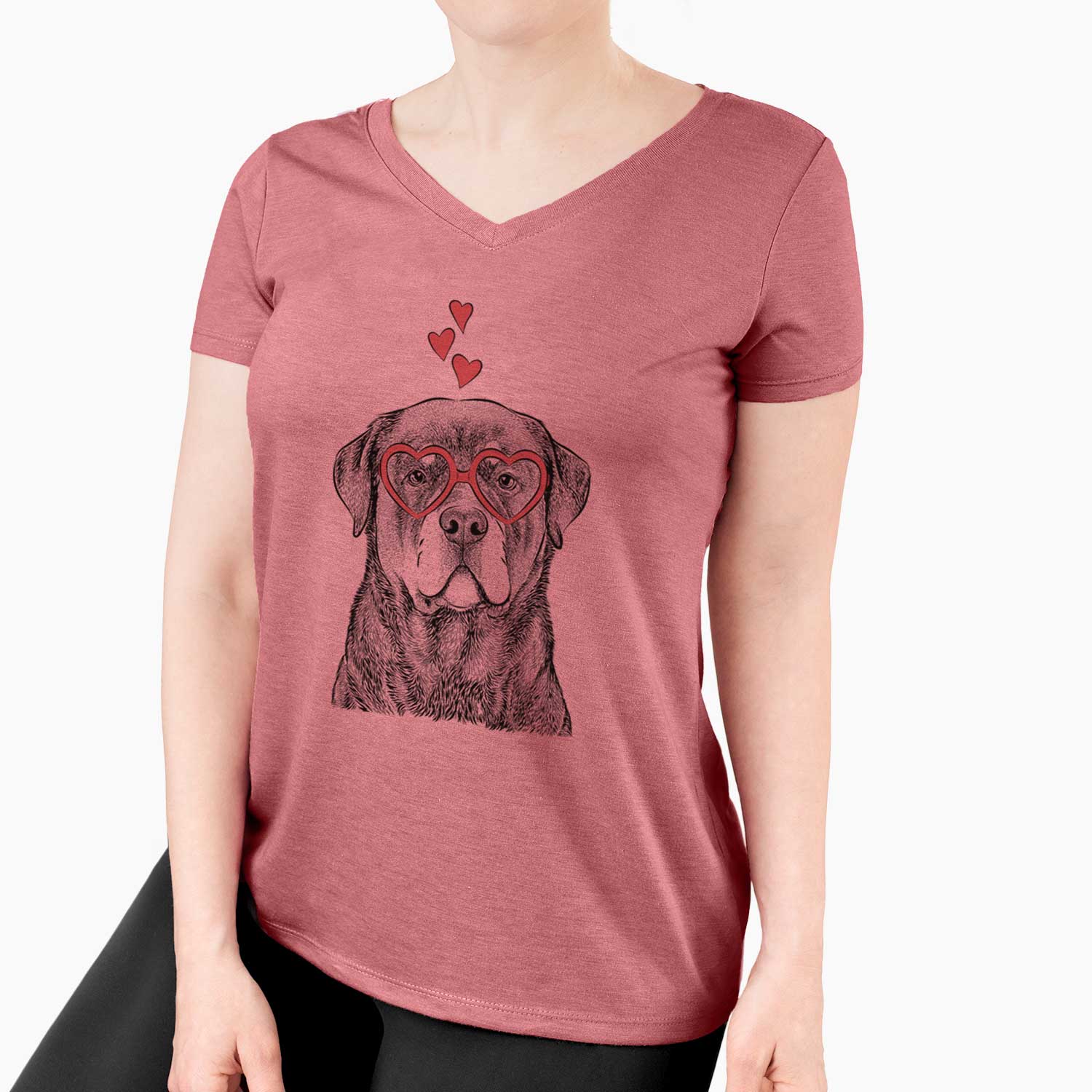 Valentine Sarge the Rottweiler - Women's V-neck Shirt