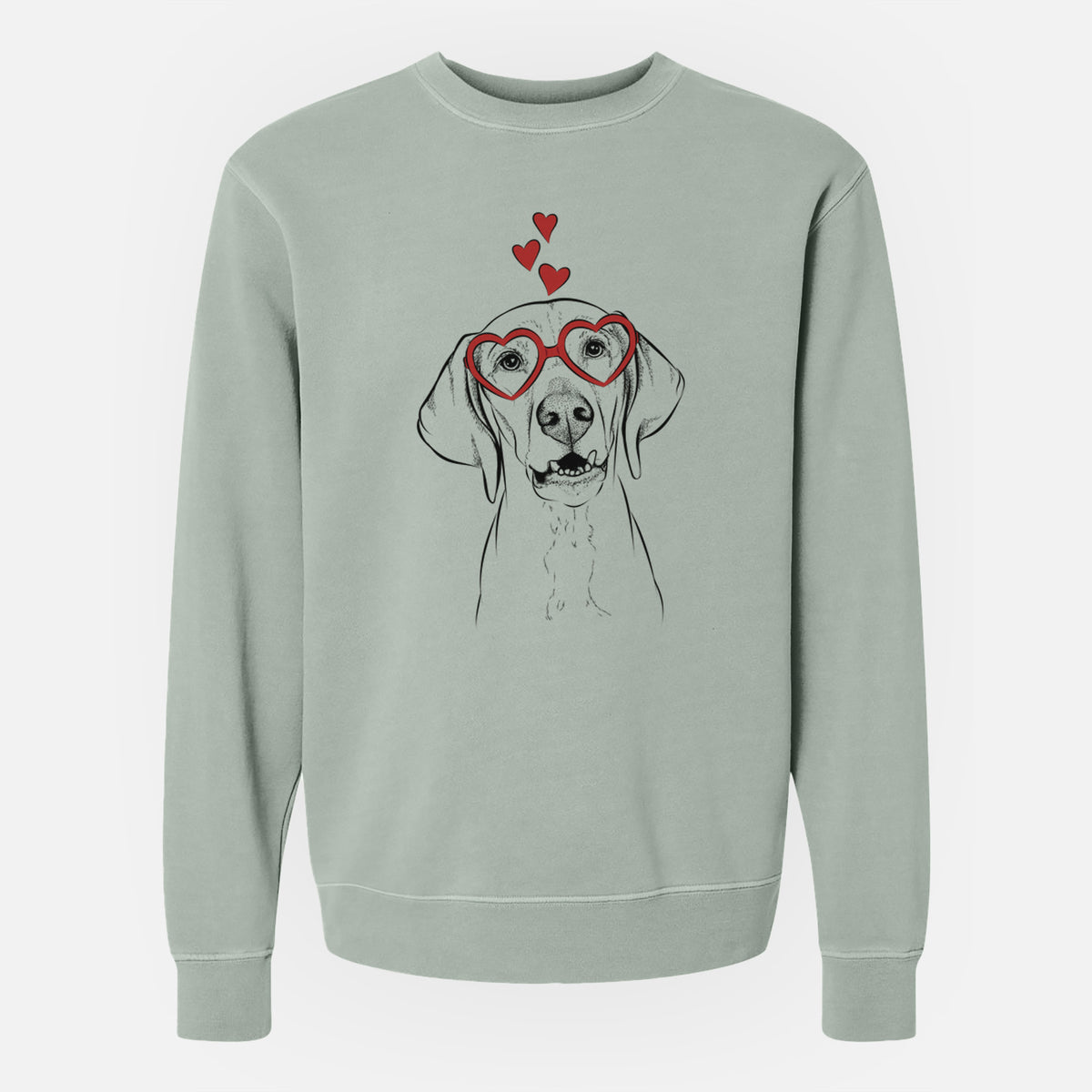 Valentine Sarge the Vizsla - Unisex Pigment Dyed Crew Sweatshirt