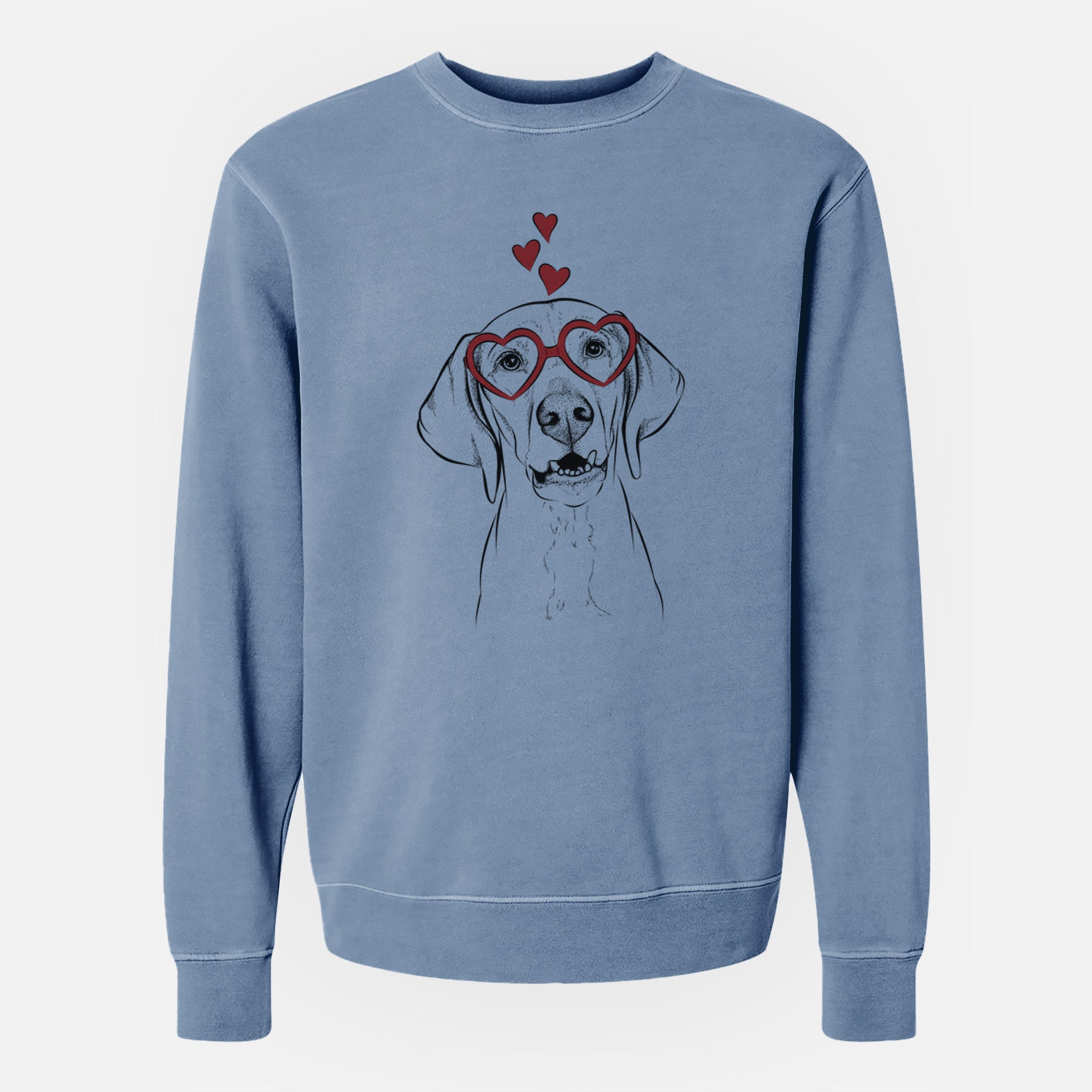 Valentine Sarge the Vizsla - Unisex Pigment Dyed Crew Sweatshirt