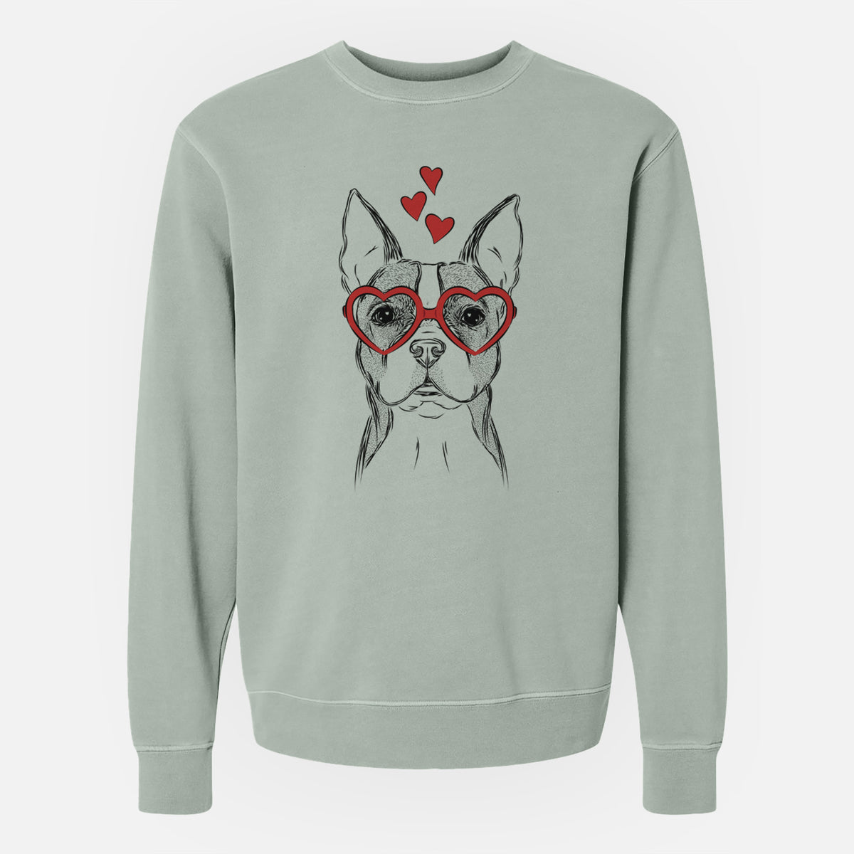 Valentine Scout the Boston Terrier - Unisex Pigment Dyed Crew Sweatshirt