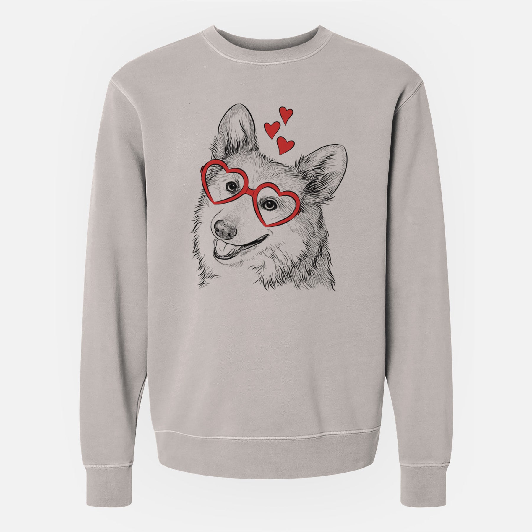 Valentine Scout the Pembroke Welsh Corgi - Unisex Pigment Dyed Crew Sweatshirt