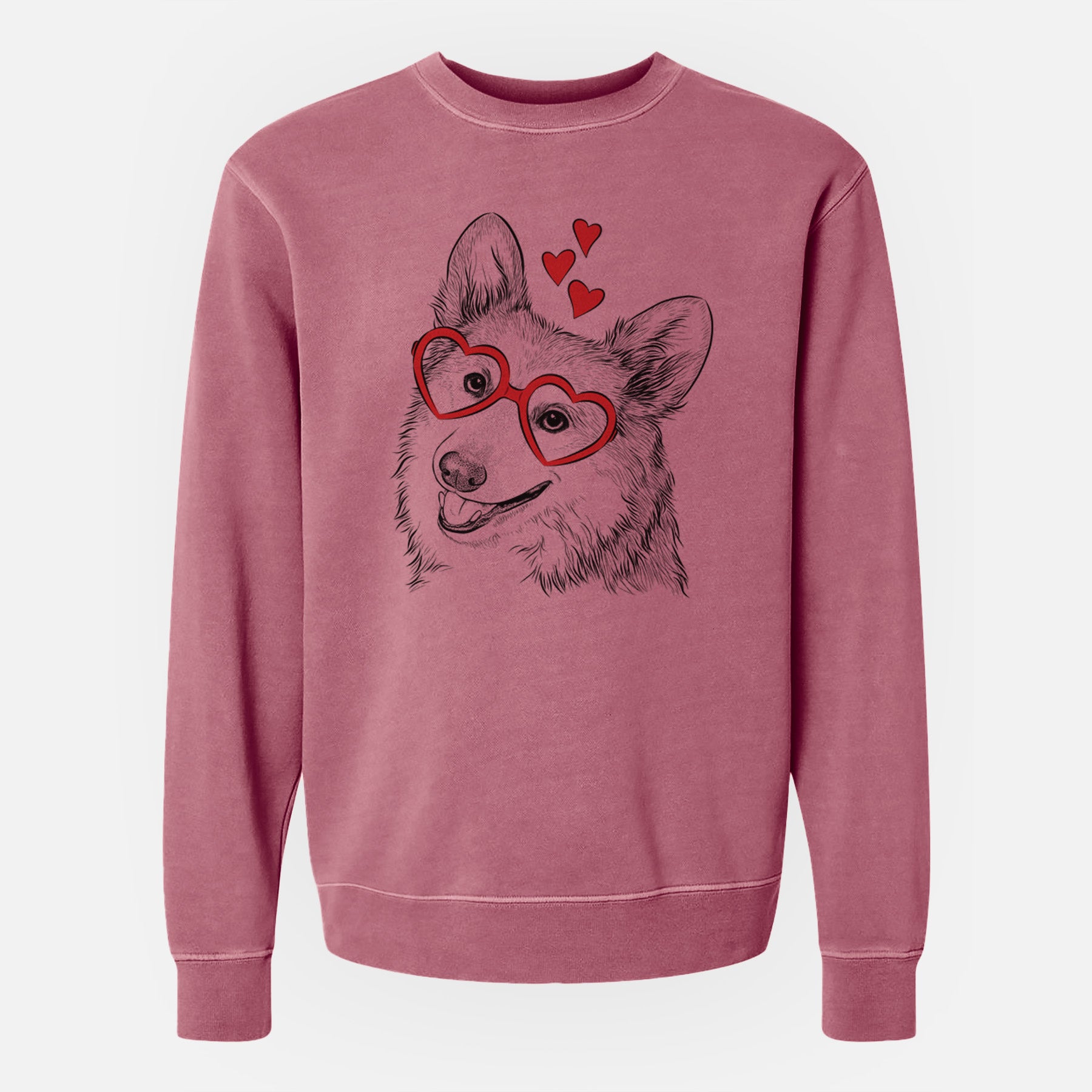 Valentine Scout the Pembroke Welsh Corgi - Unisex Pigment Dyed Crew Sweatshirt