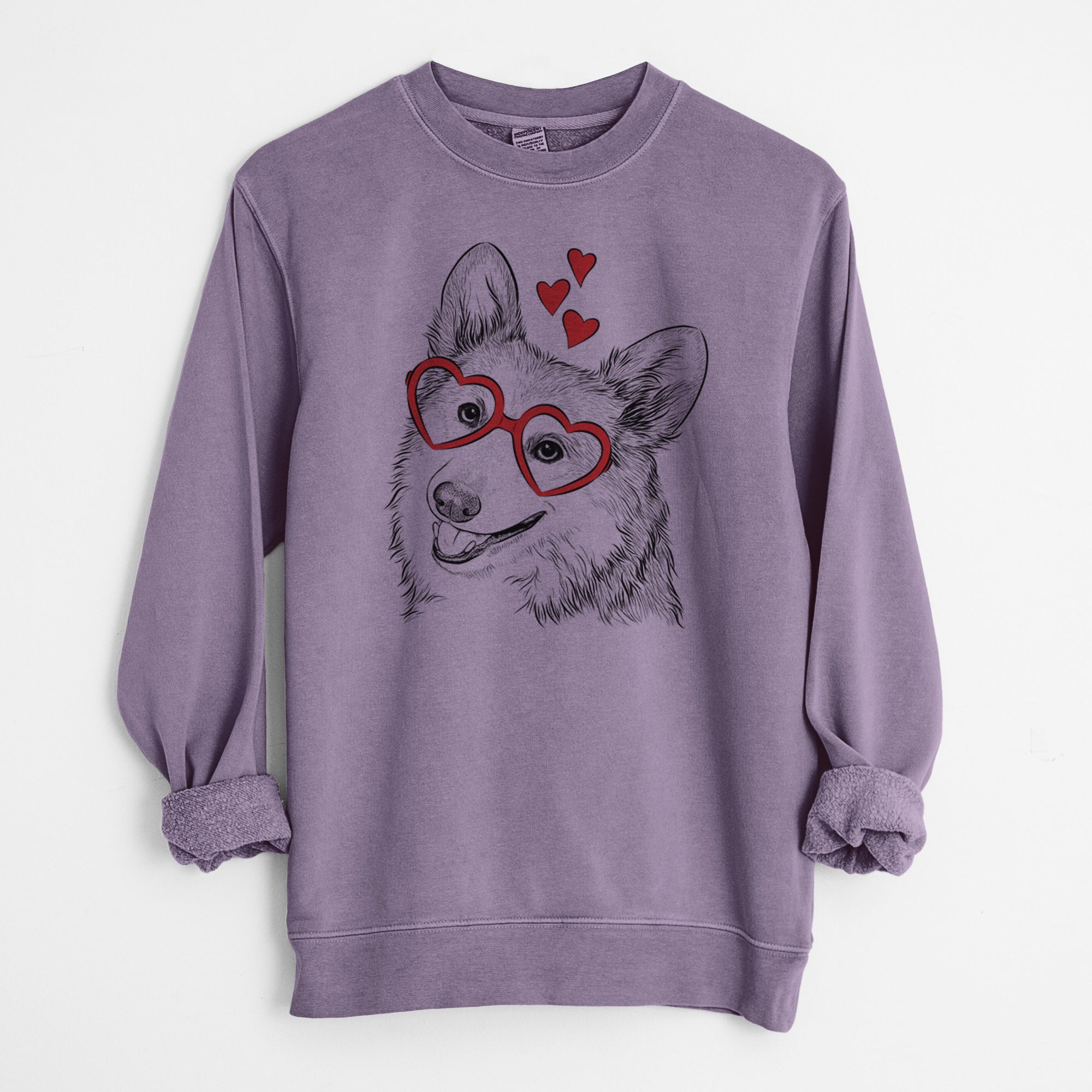 Valentine Scout the Pembroke Welsh Corgi - Unisex Pigment Dyed Crew Sweatshirt