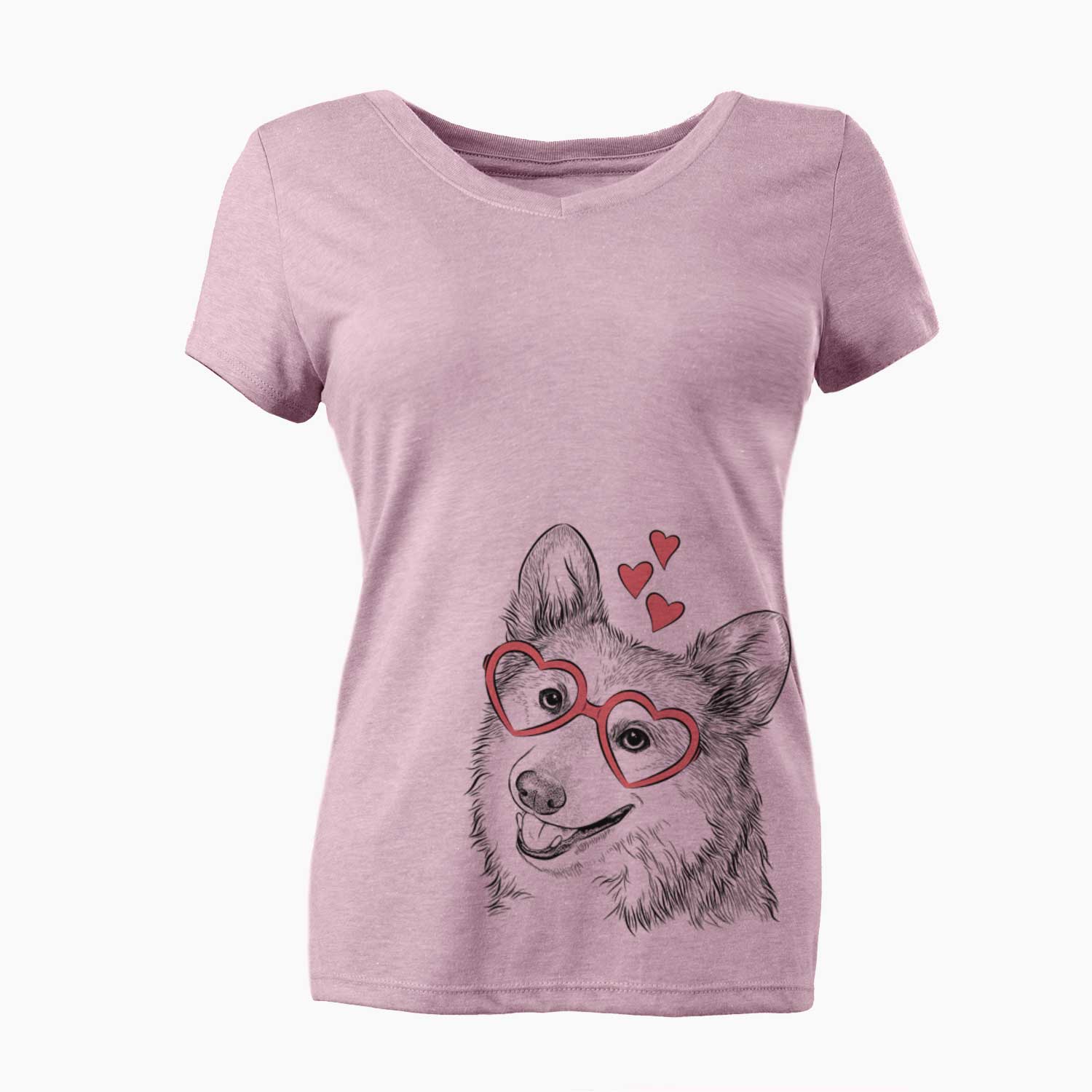 Valentine Scout the Pembroke Welsh Corgi - Women's V-neck Shirt