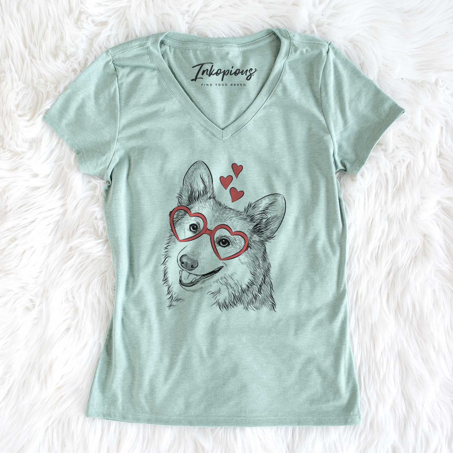 Valentine Scout the Pembroke Welsh Corgi - Women's V-neck Shirt