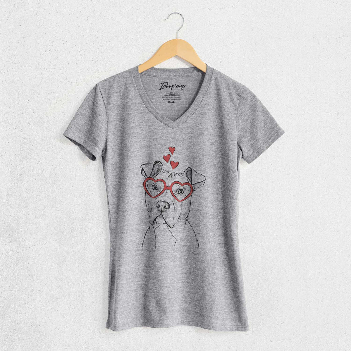Valentine Scraps the American Staffordshire Mix - Women's V-neck Shirt