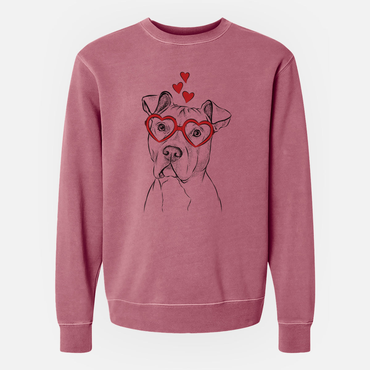 Valentine Scraps the American Staffordshire Mix - Unisex Pigment Dyed Crew Sweatshirt