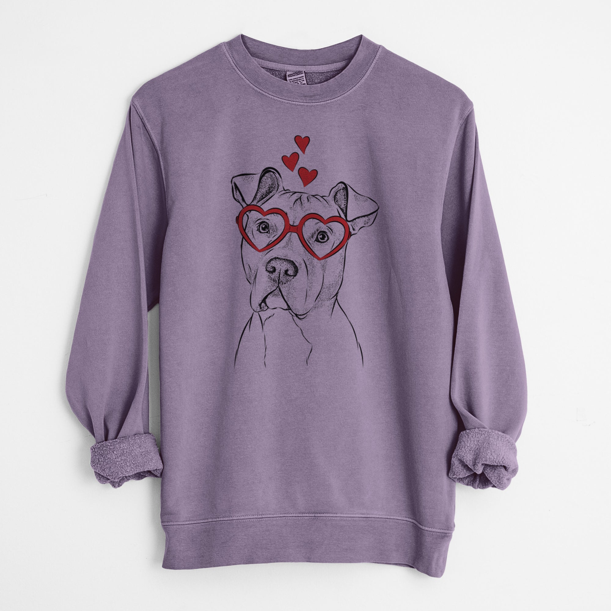 Valentine Scraps the American Staffordshire Mix - Unisex Pigment Dyed Crew Sweatshirt