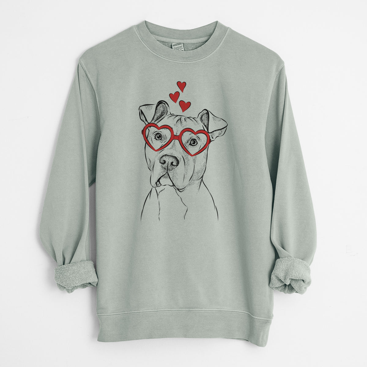 Valentine Scraps the American Staffordshire Mix - Unisex Pigment Dyed Crew Sweatshirt