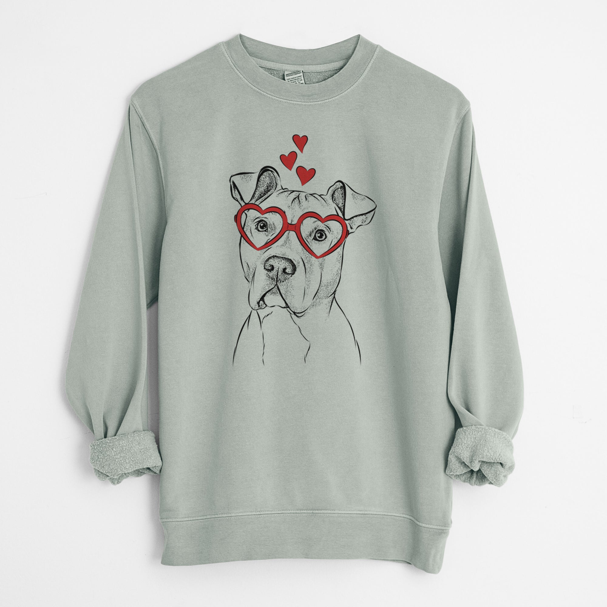 Valentine Scraps the American Staffordshire Mix - Unisex Pigment Dyed Crew Sweatshirt
