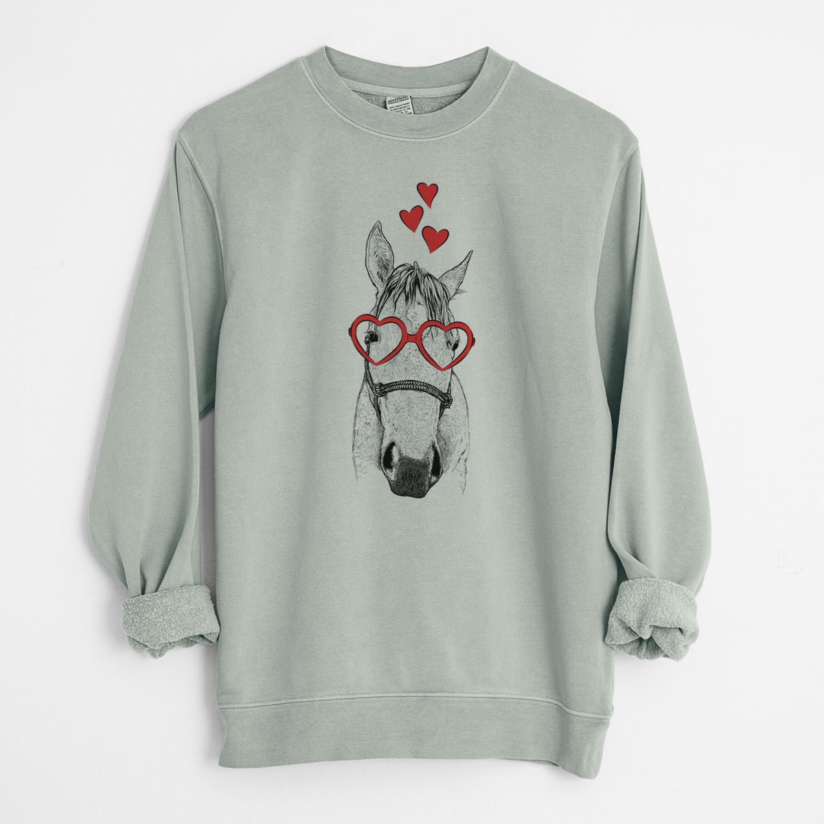 Valentine SeaBee the Quarter Horse - Unisex Pigment Dyed Crew Sweatshirt
