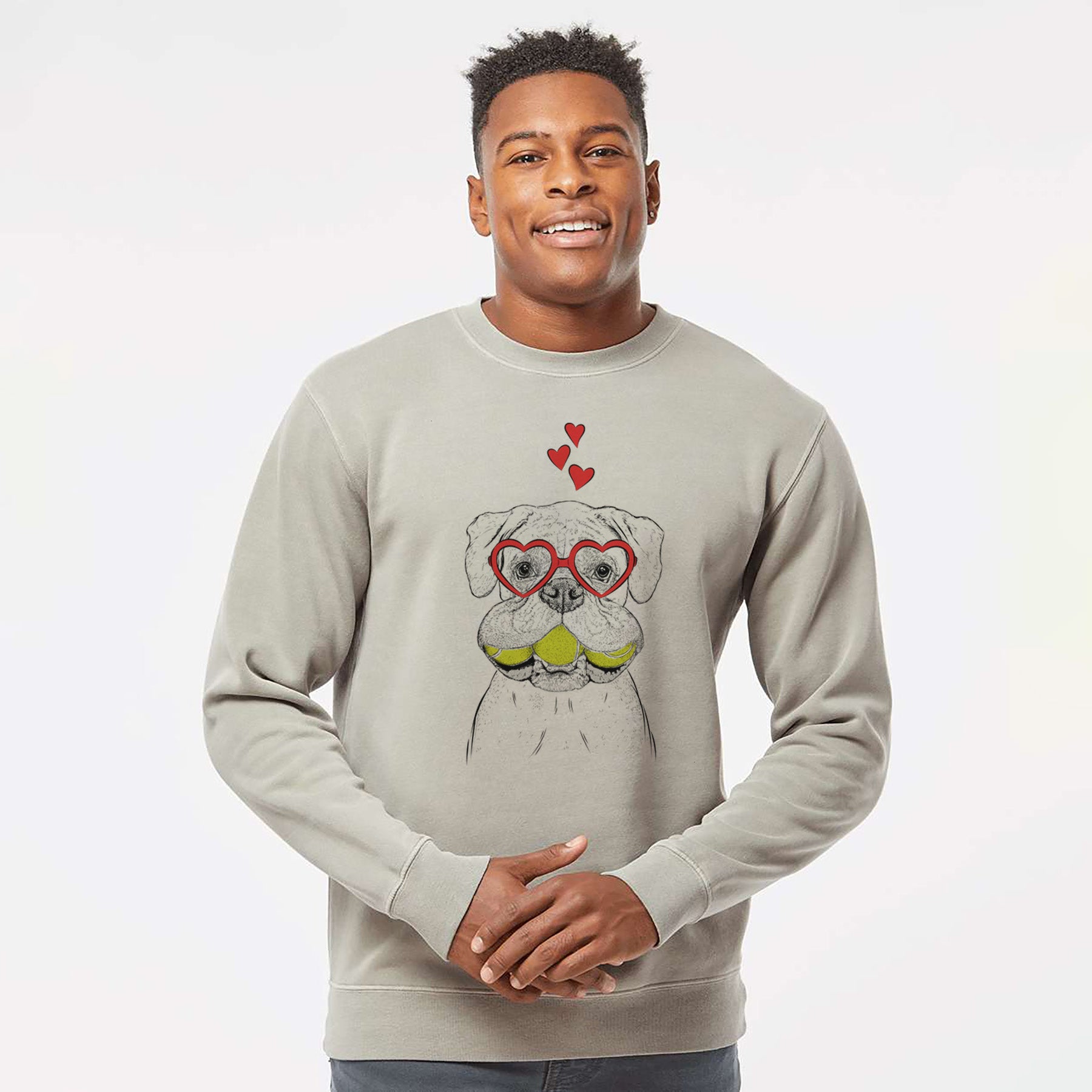 Valentine Seamus the Boxer - Unisex Pigment Dyed Crew Sweatshirt