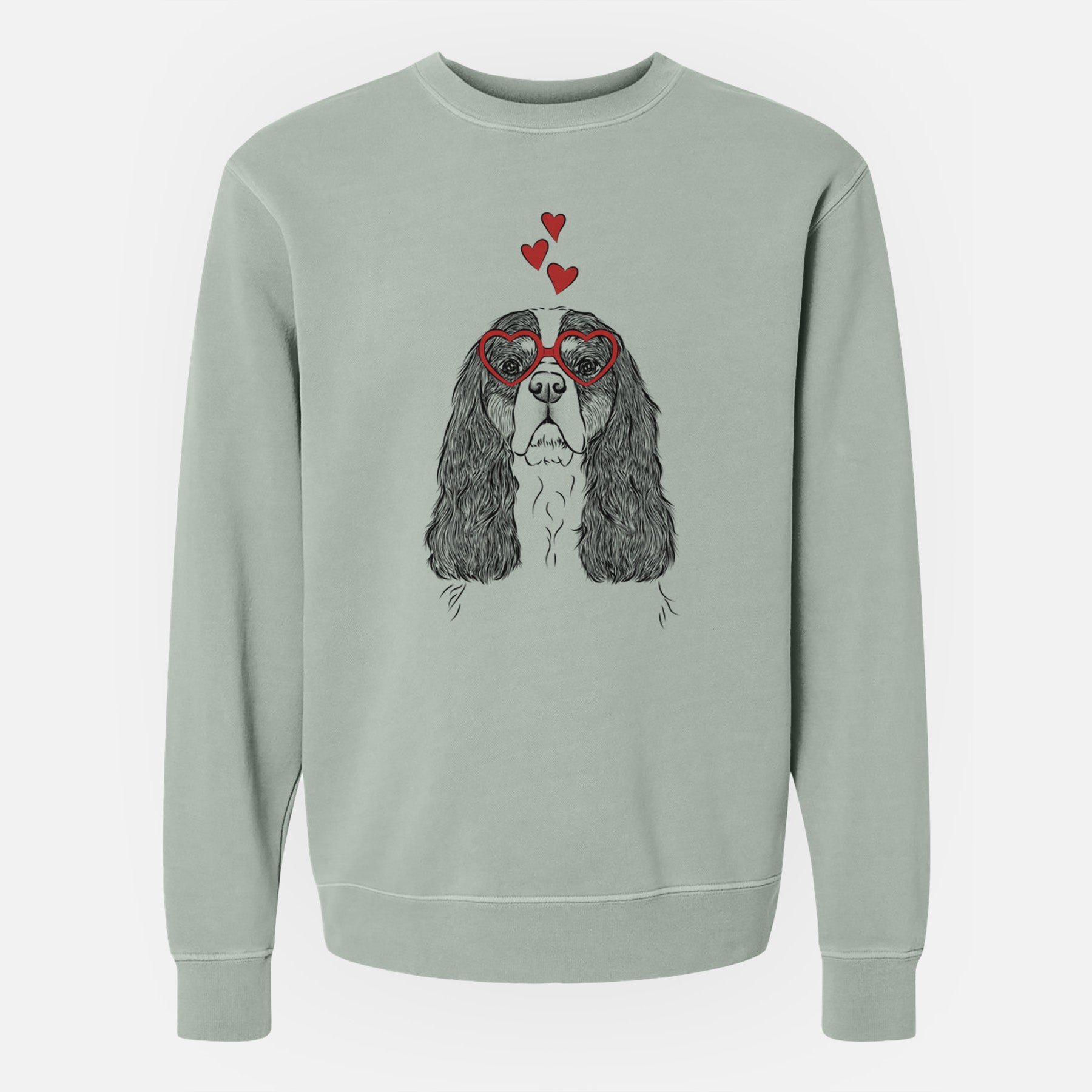Valentine Sebastian the Cavalier King Charles Spaniel - Unisex Pigment Dyed Crew Sweatshirt