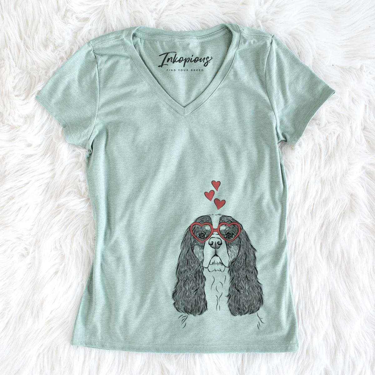 Valentine Sebastian the Cavalier King Charles Spaniel - Women&#39;s V-neck Shirt