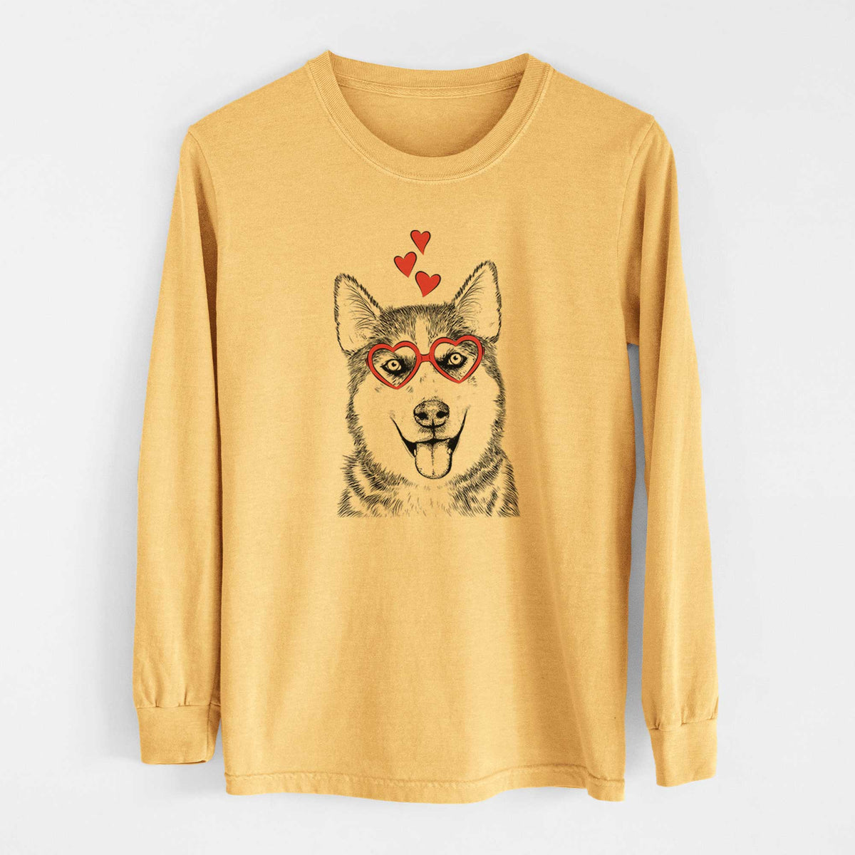 Valentine Sesi the Siberian Husky - Heavyweight 100% Cotton Long Sleeve