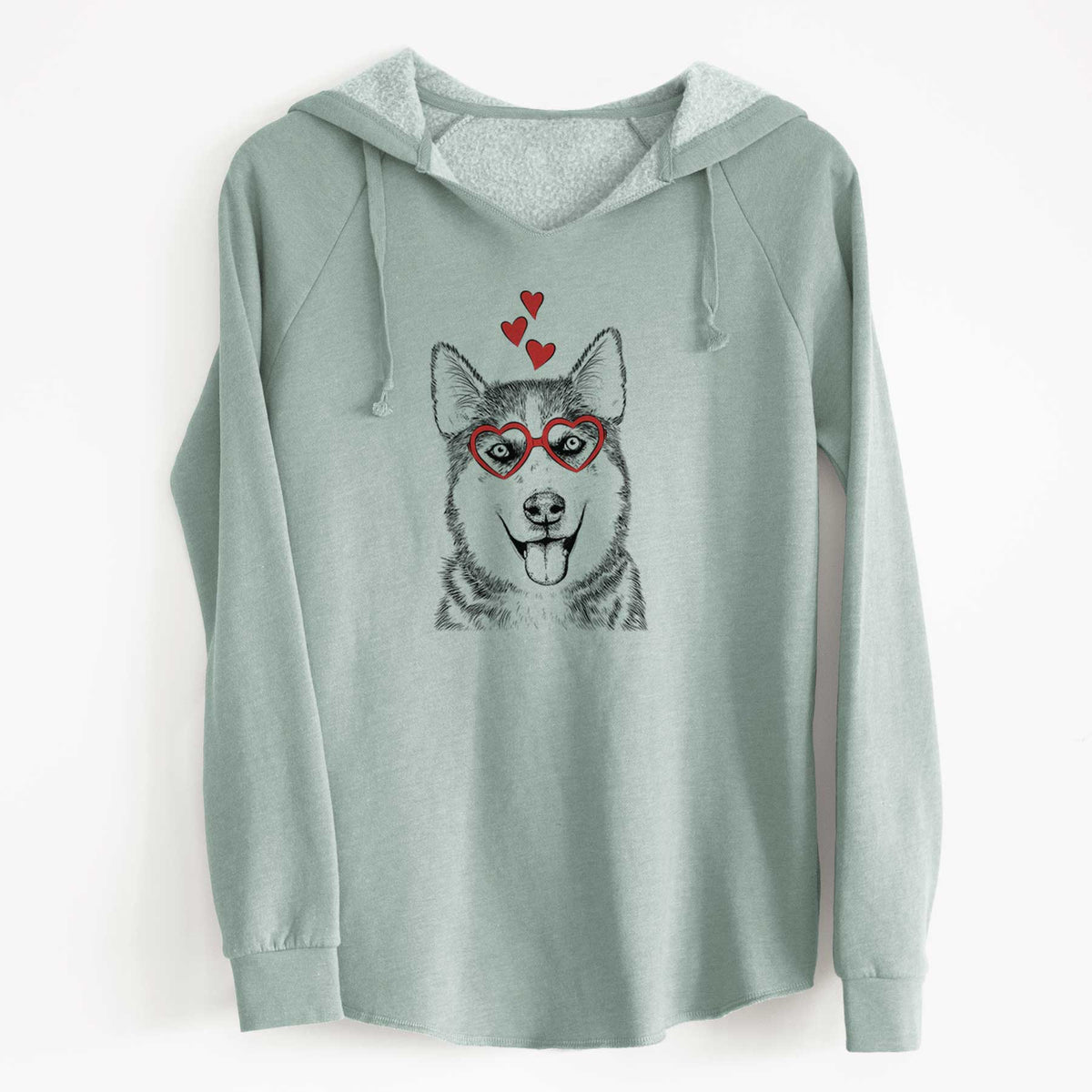 Valentine Sesi the Siberian Husky - Cali Wave Hooded Sweatshirt