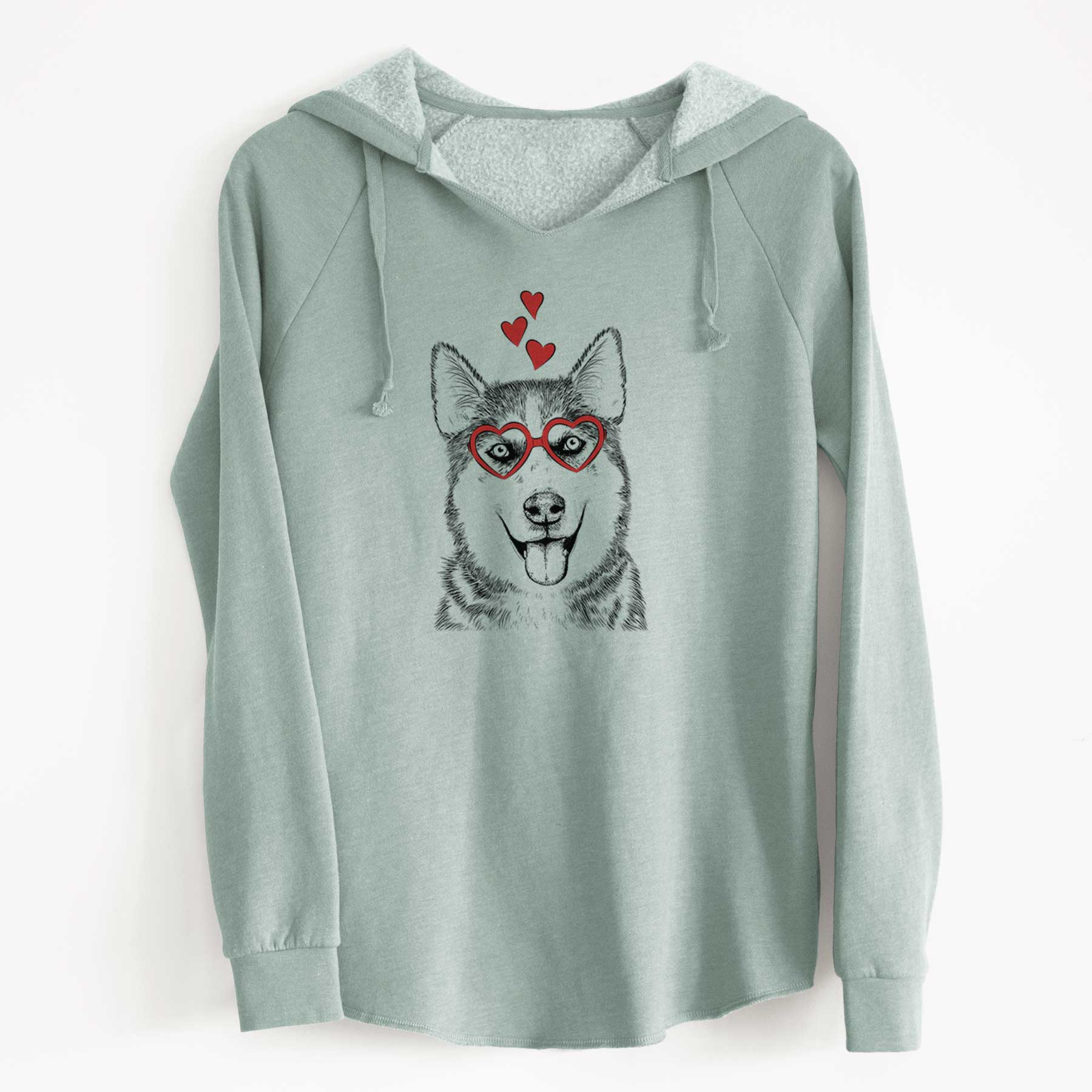Valentine Sesi the Siberian Husky - Cali Wave Hooded Sweatshirt