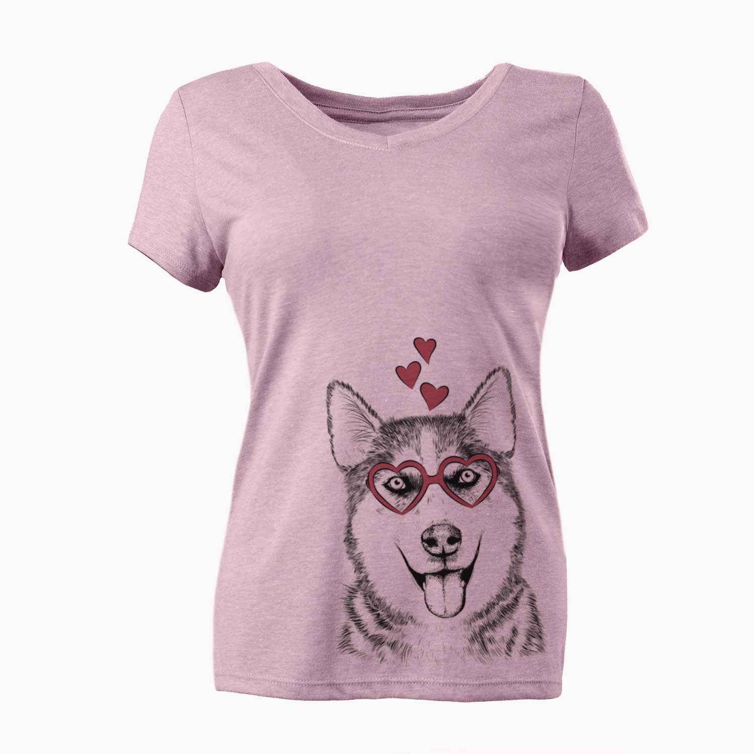 Valentine Sesi the Siberian Husky - Women's V-neck Shirt