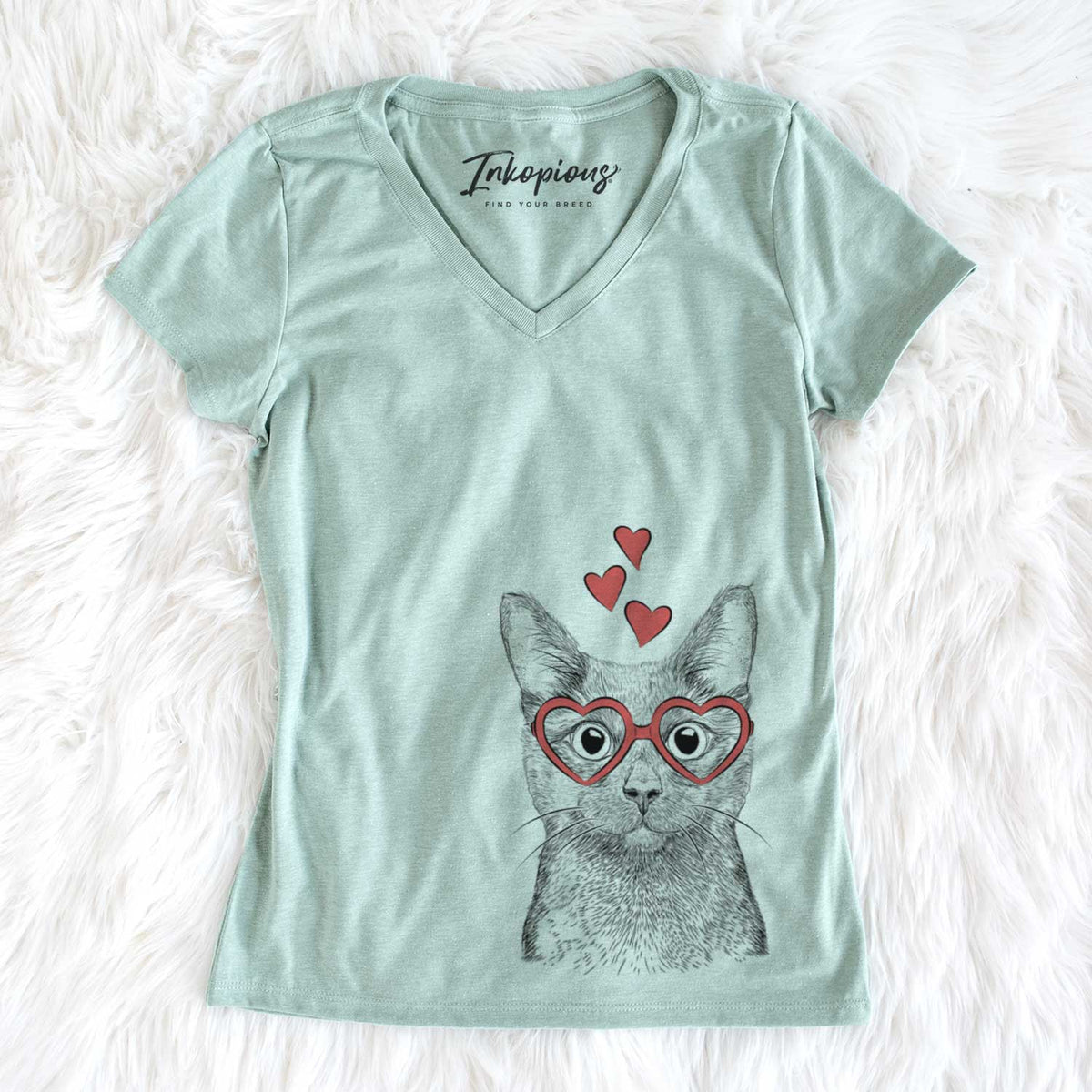 Valentine Shadow the Black Cat - Women&#39;s V-neck Shirt