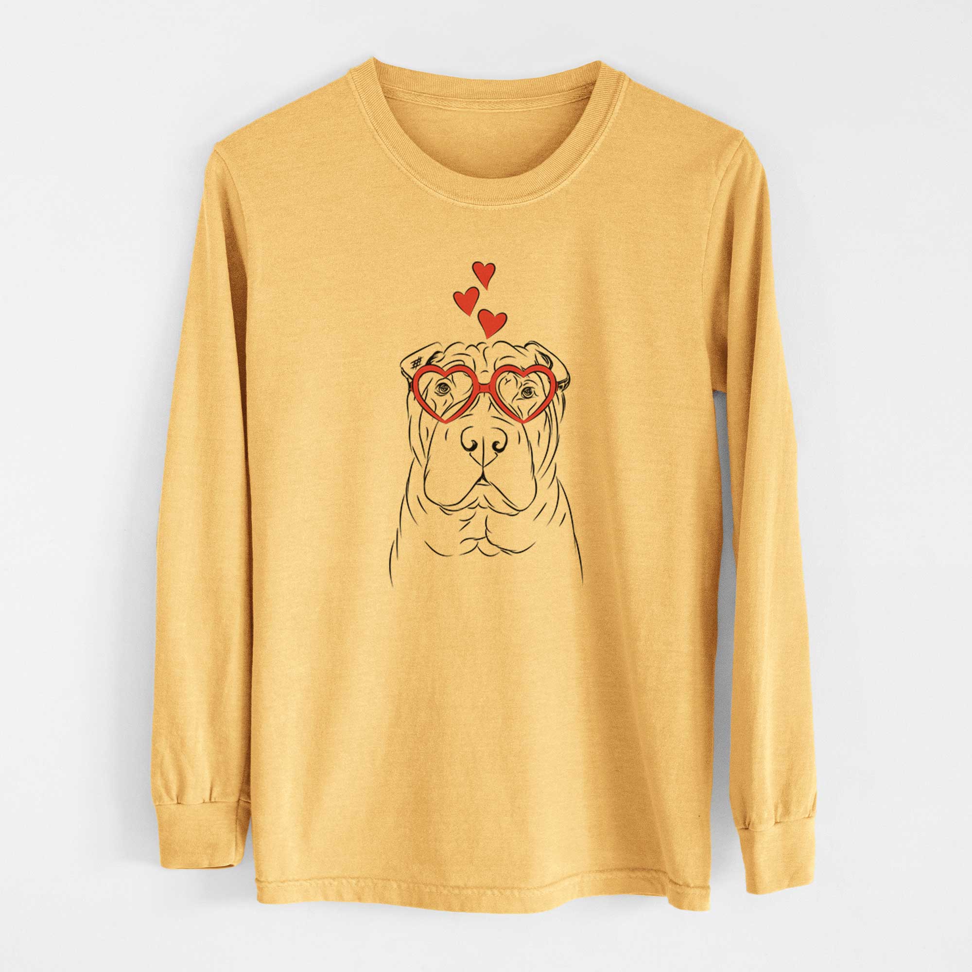 Valentine Sharpy the Shar Pei - Heavyweight 100% Cotton Long Sleeve