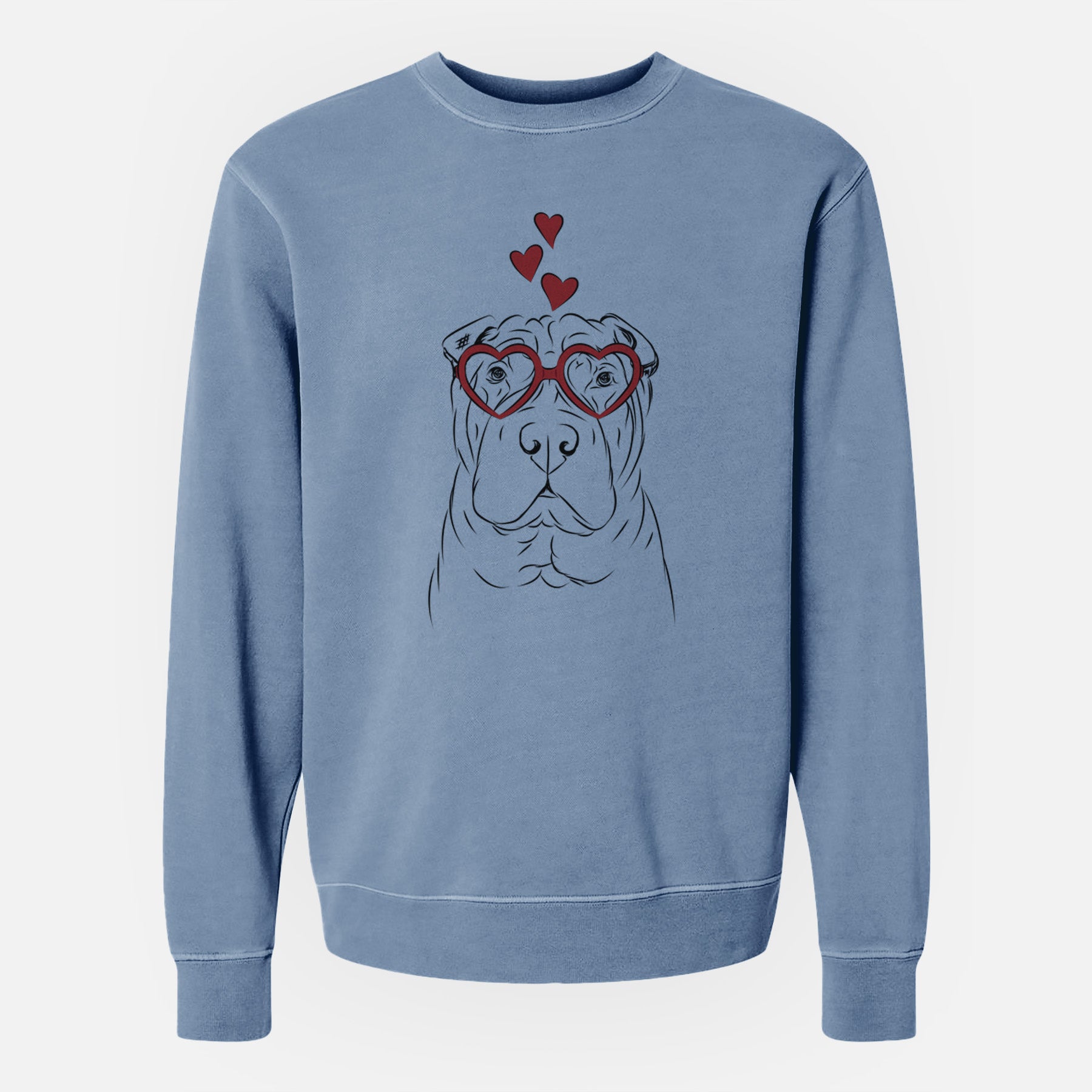 Valentine Sharpy the Shar Pei - Unisex Pigment Dyed Crew Sweatshirt