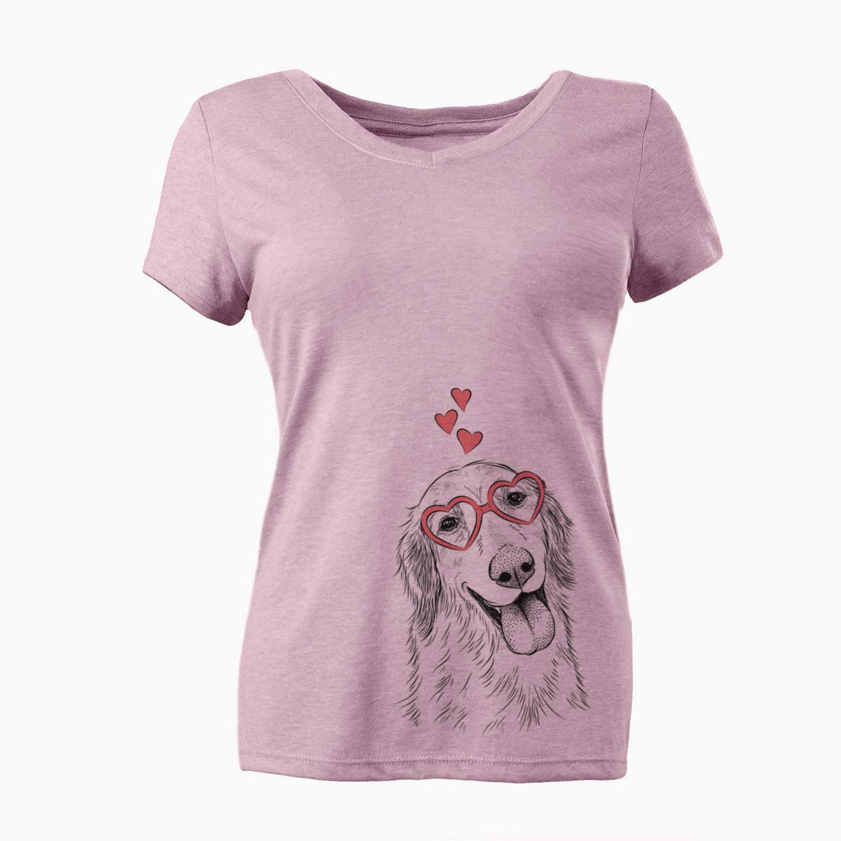 Valentine Shelby the Golden Retriever - Women's V-neck Shirt
