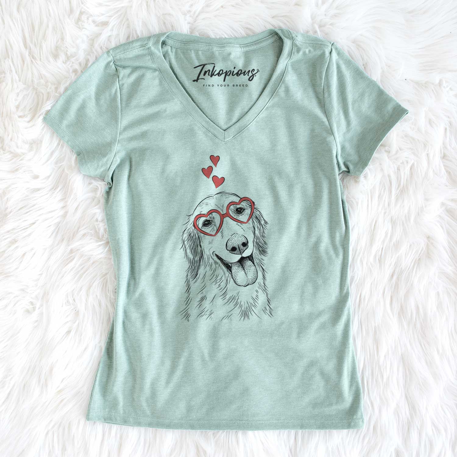 Valentine Shelby the Golden Retriever - Women's V-neck Shirt