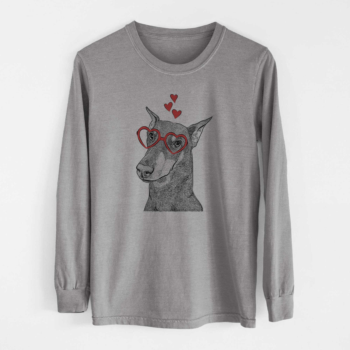 Valentine Shelby the Doberman Pinscher - Heavyweight 100% Cotton Long Sleeve
