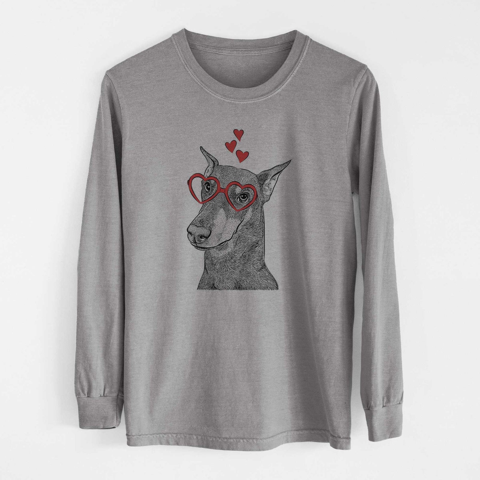 Valentine Shelby the Doberman Pinscher - Heavyweight 100% Cotton Long Sleeve