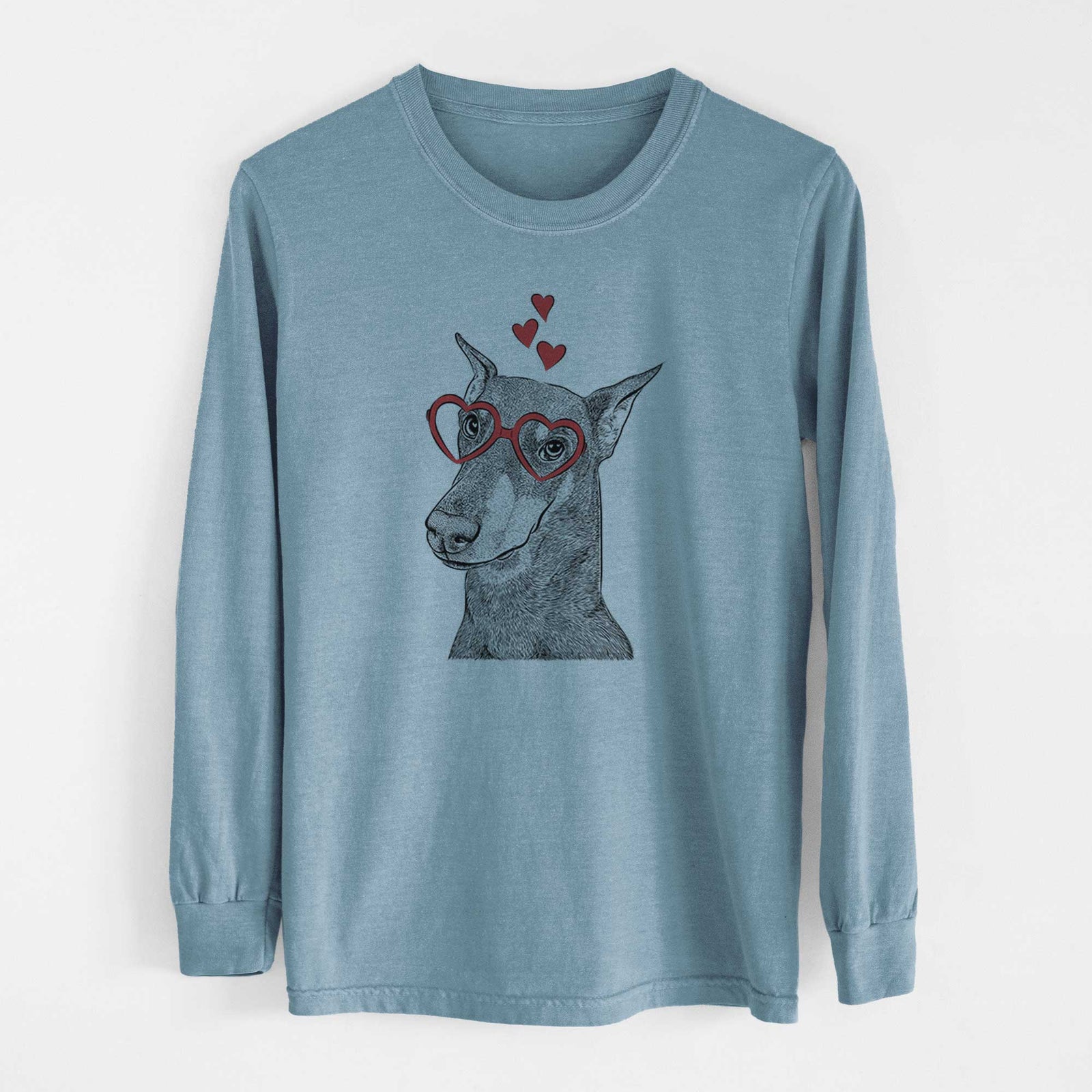 Valentine Shelby the Doberman Pinscher - Heavyweight 100% Cotton Long Sleeve