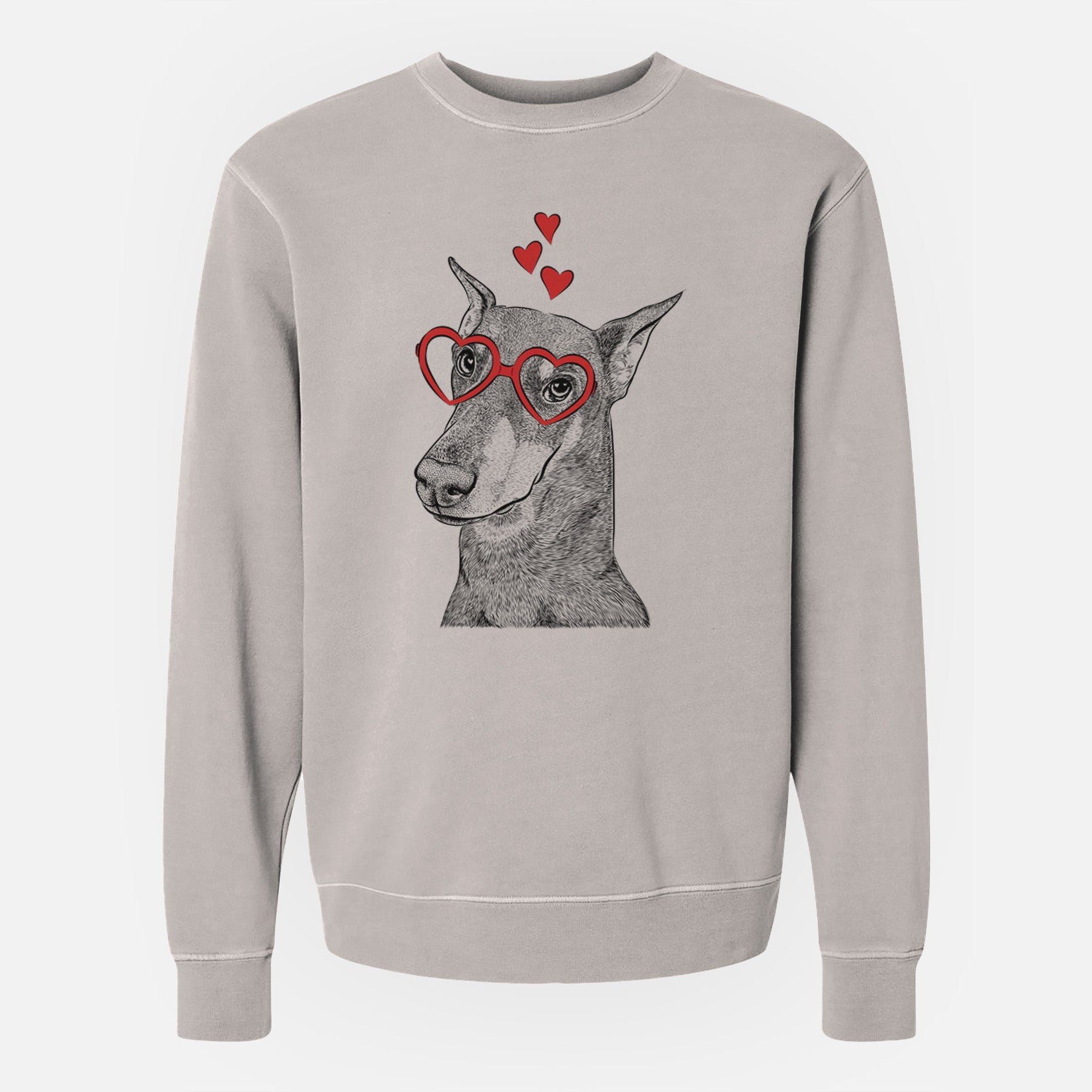 Valentine Shelby the Doberman Pinscher - Unisex Pigment Dyed Crew Sweatshirt