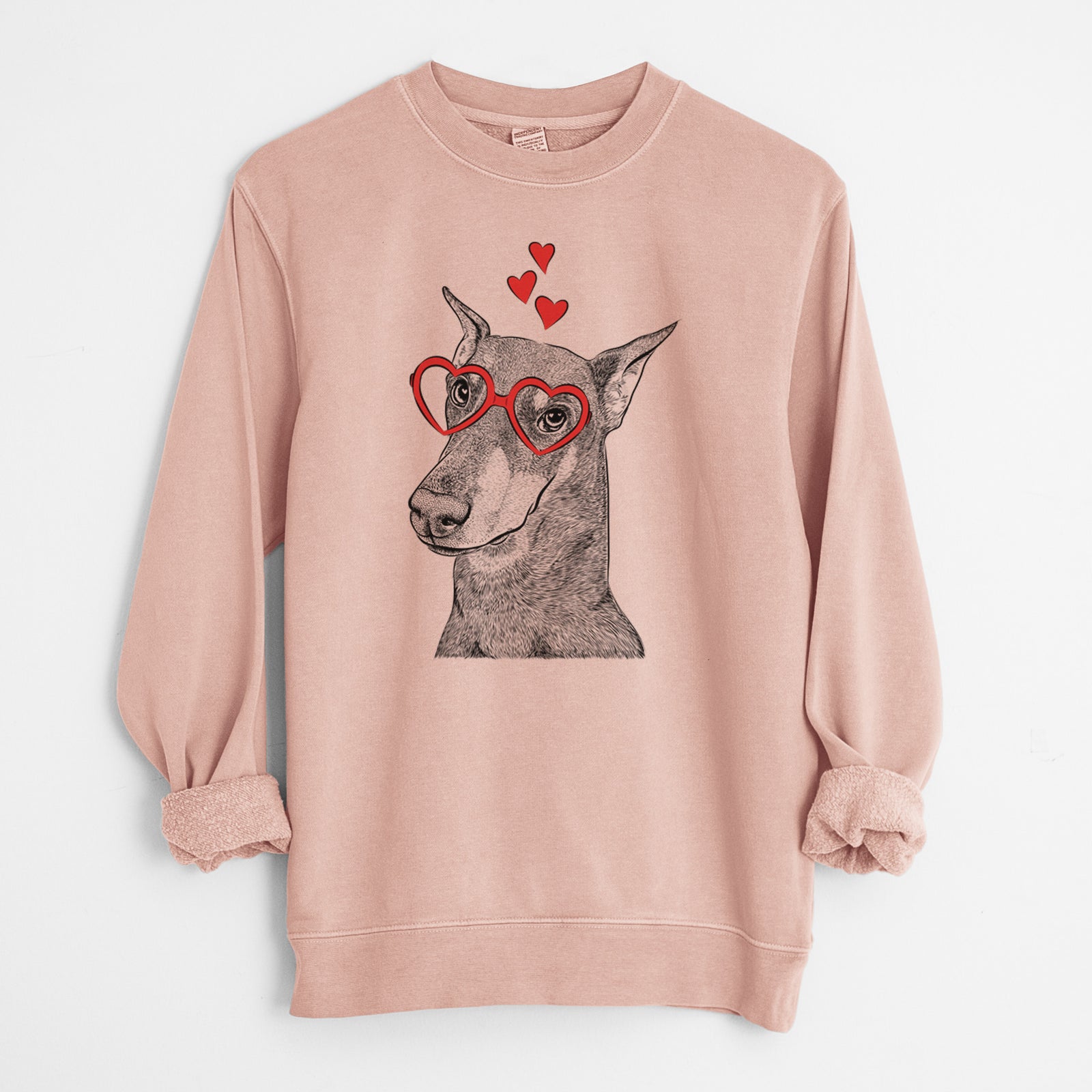 Valentine Shelby the Doberman Pinscher - Unisex Pigment Dyed Crew Sweatshirt