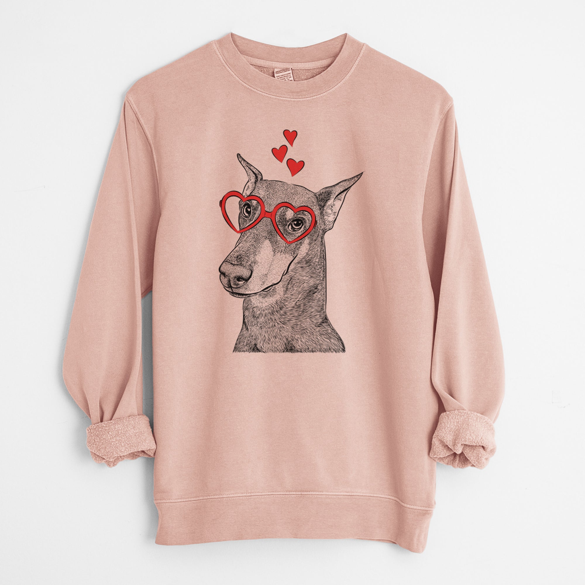 Valentine Shelby the Doberman Pinscher - Unisex Pigment Dyed Crew Sweatshirt