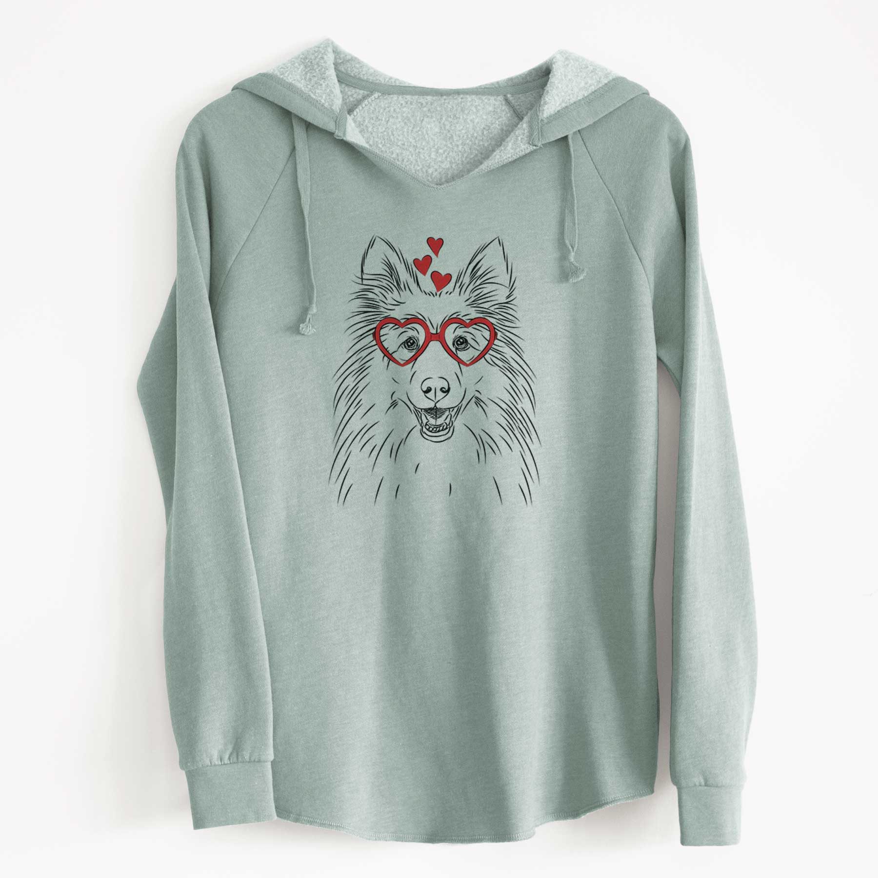 Valentine Sheldon the Shetland Sheepdog - Cali Wave Hooded Sweatshirt