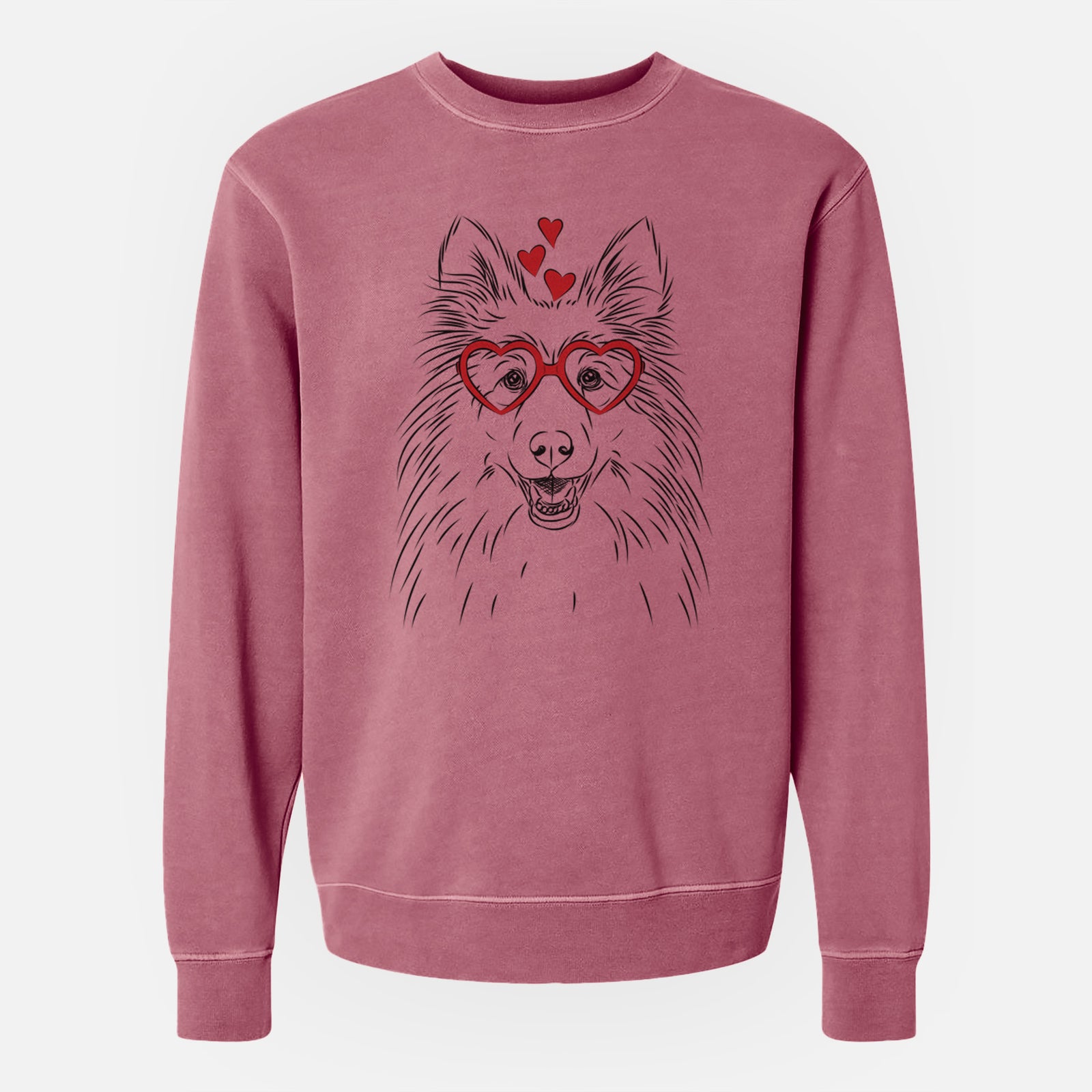 Valentine Sheldon the Shetland Sheepdog - Unisex Pigment Dyed Crew Sweatshirt