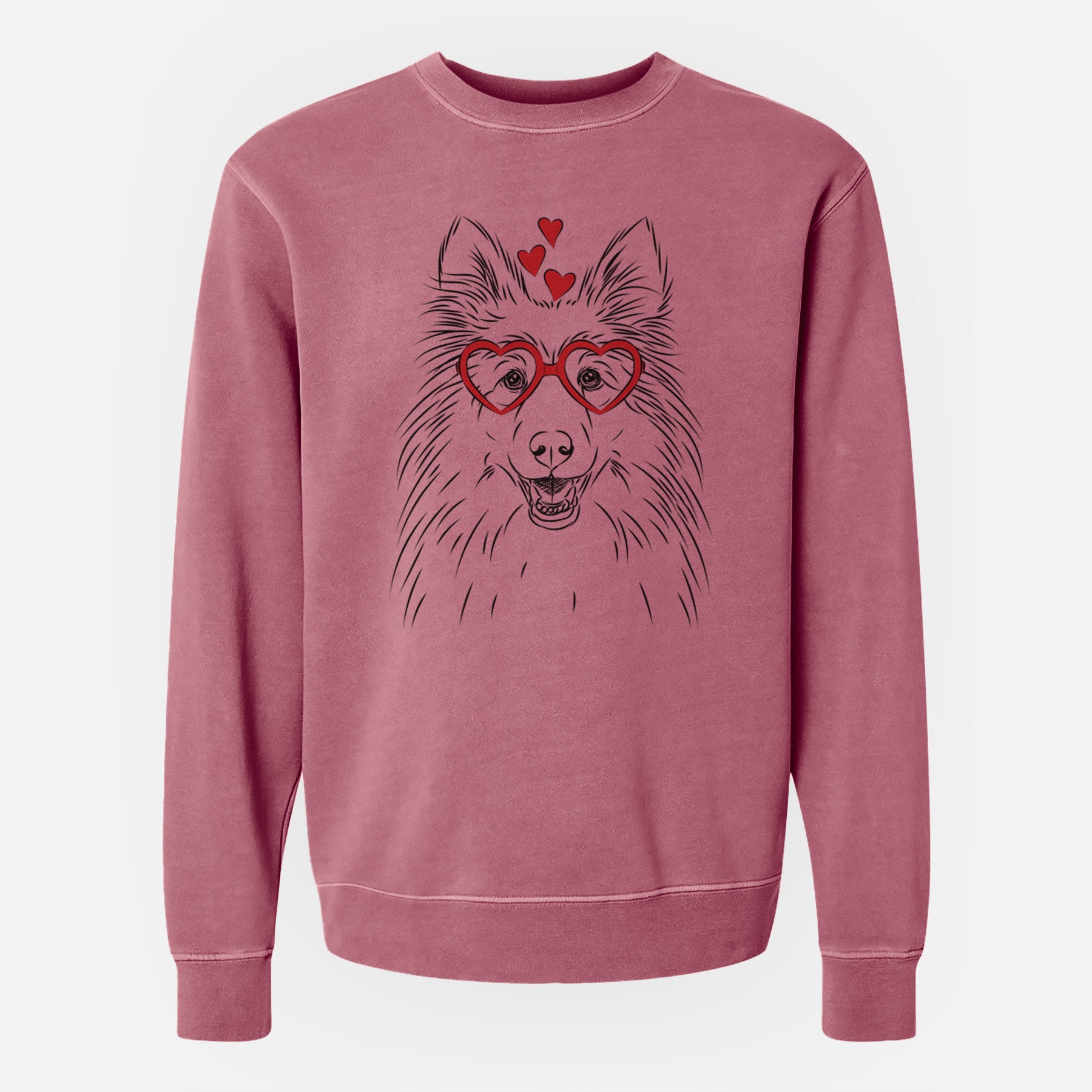 Valentine Sheldon the Shetland Sheepdog - Unisex Pigment Dyed Crew Sweatshirt