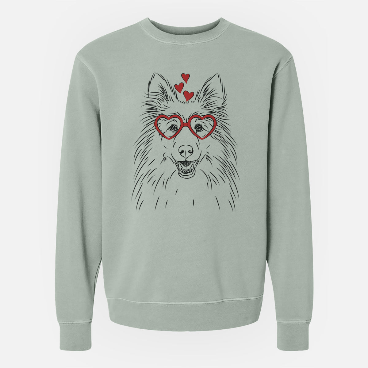 Valentine Sheldon the Shetland Sheepdog - Unisex Pigment Dyed Crew Sweatshirt