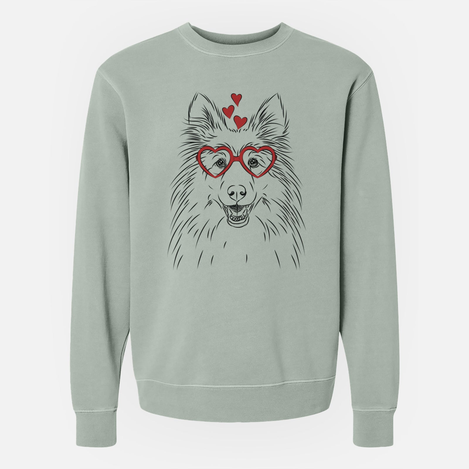 Valentine Sheldon the Shetland Sheepdog - Unisex Pigment Dyed Crew Sweatshirt