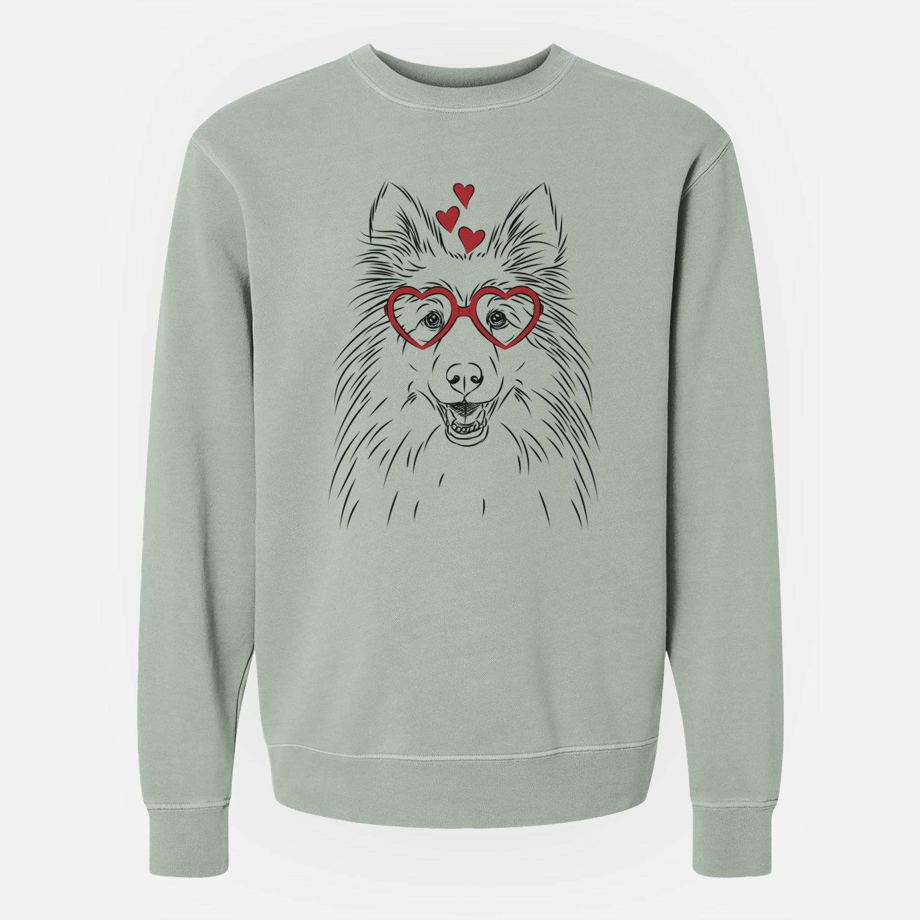 Valentine Sheldon the Shetland Sheepdog - Unisex Pigment Dyed Crew Sweatshirt