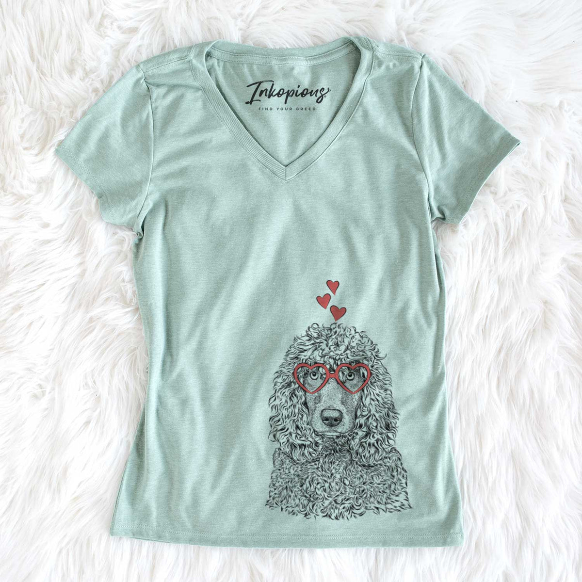 Valentine Shilo the Irish Water Spaniel - Women&#39;s V-neck Shirt