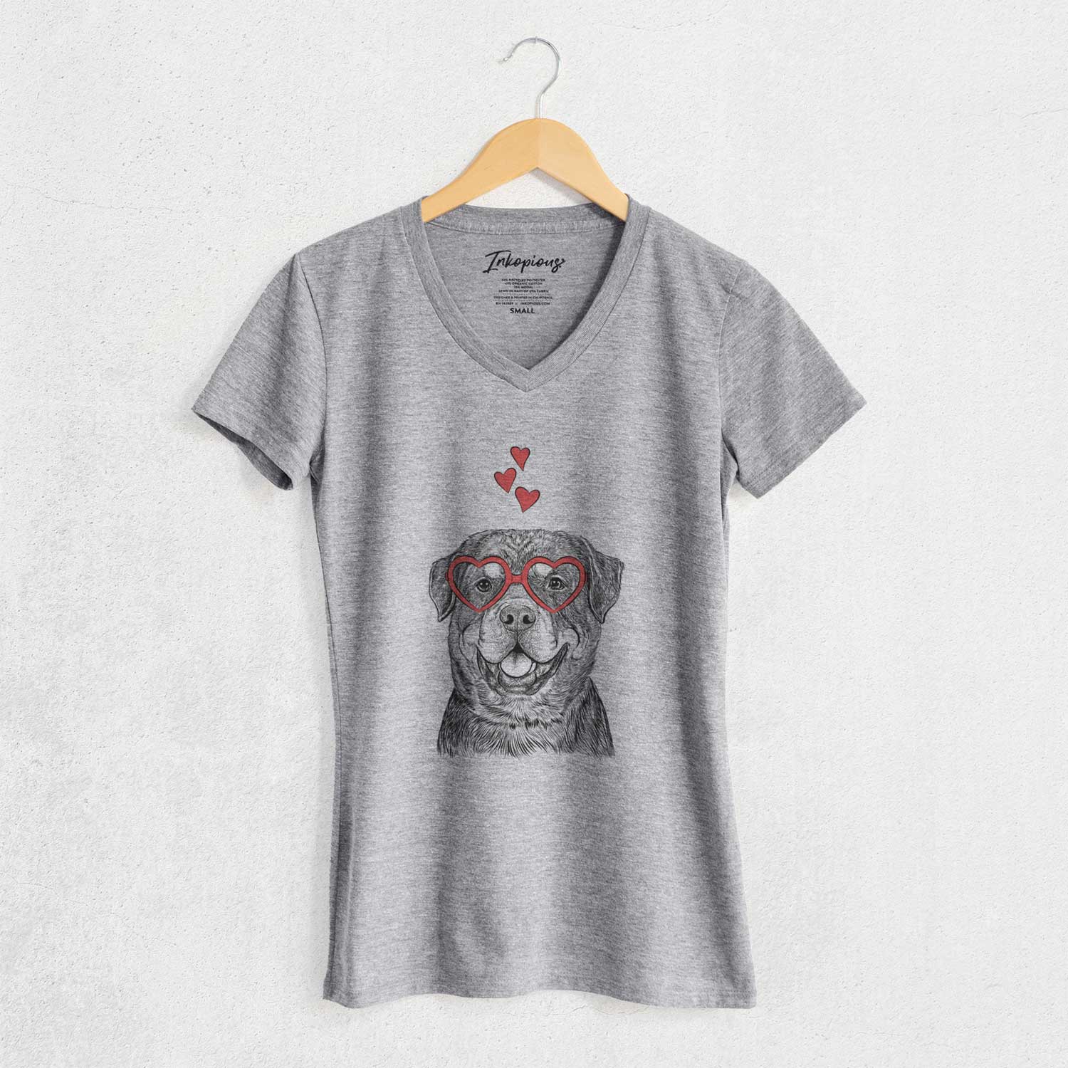 Valentine Sig the Rottweiler - Women's V-neck Shirt