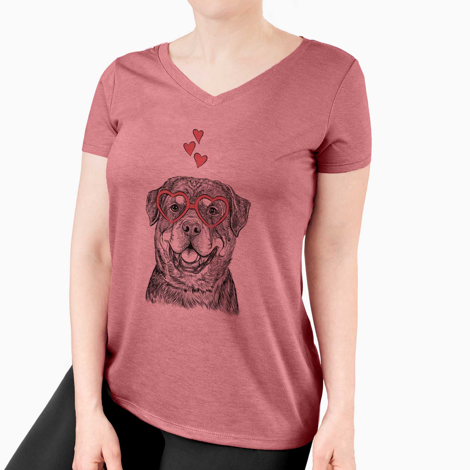 Valentine Sig the Rottweiler - Women's V-neck Shirt