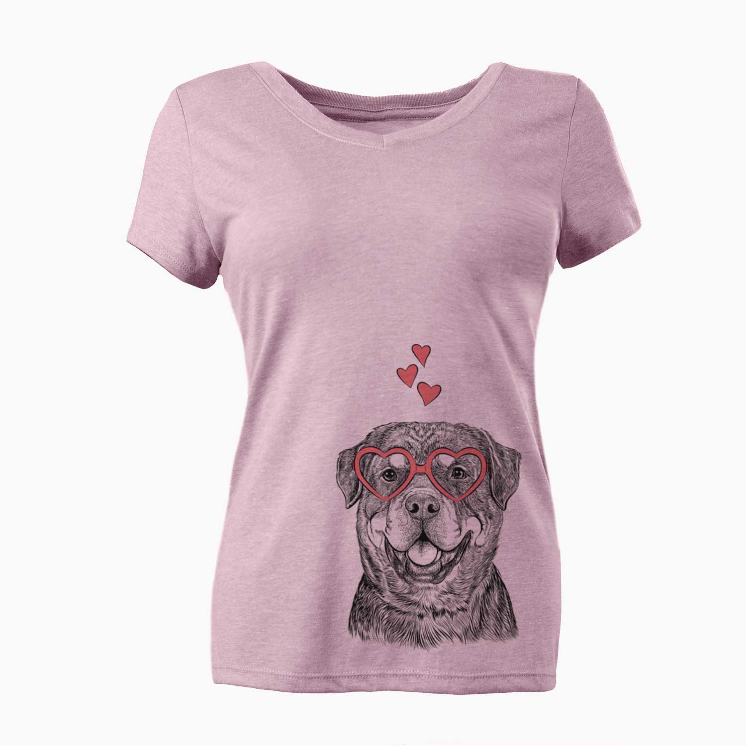 Valentine Sig the Rottweiler - Women's V-neck Shirt